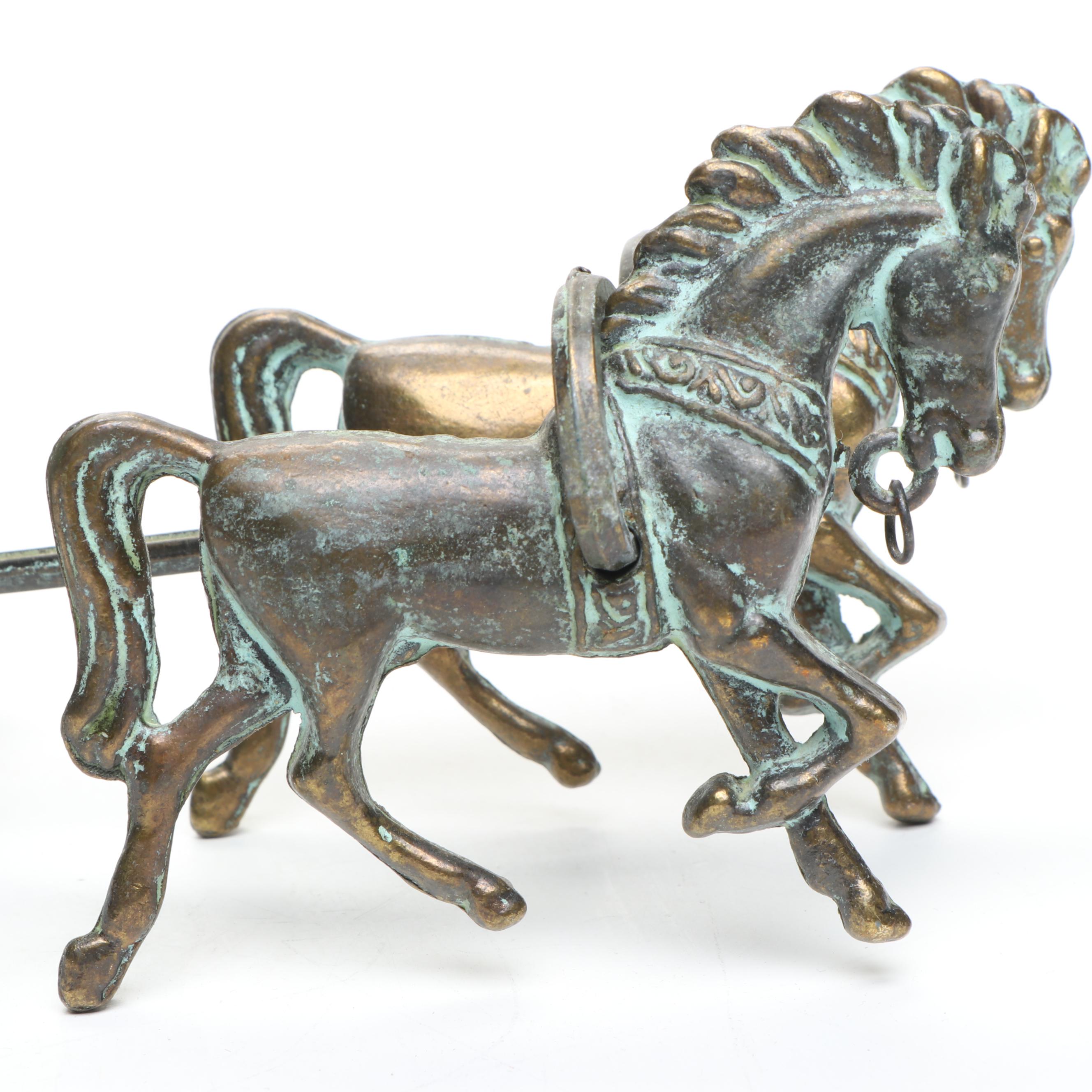 Roman Charioteer Figurine with Brass Hippocampus Figurine
