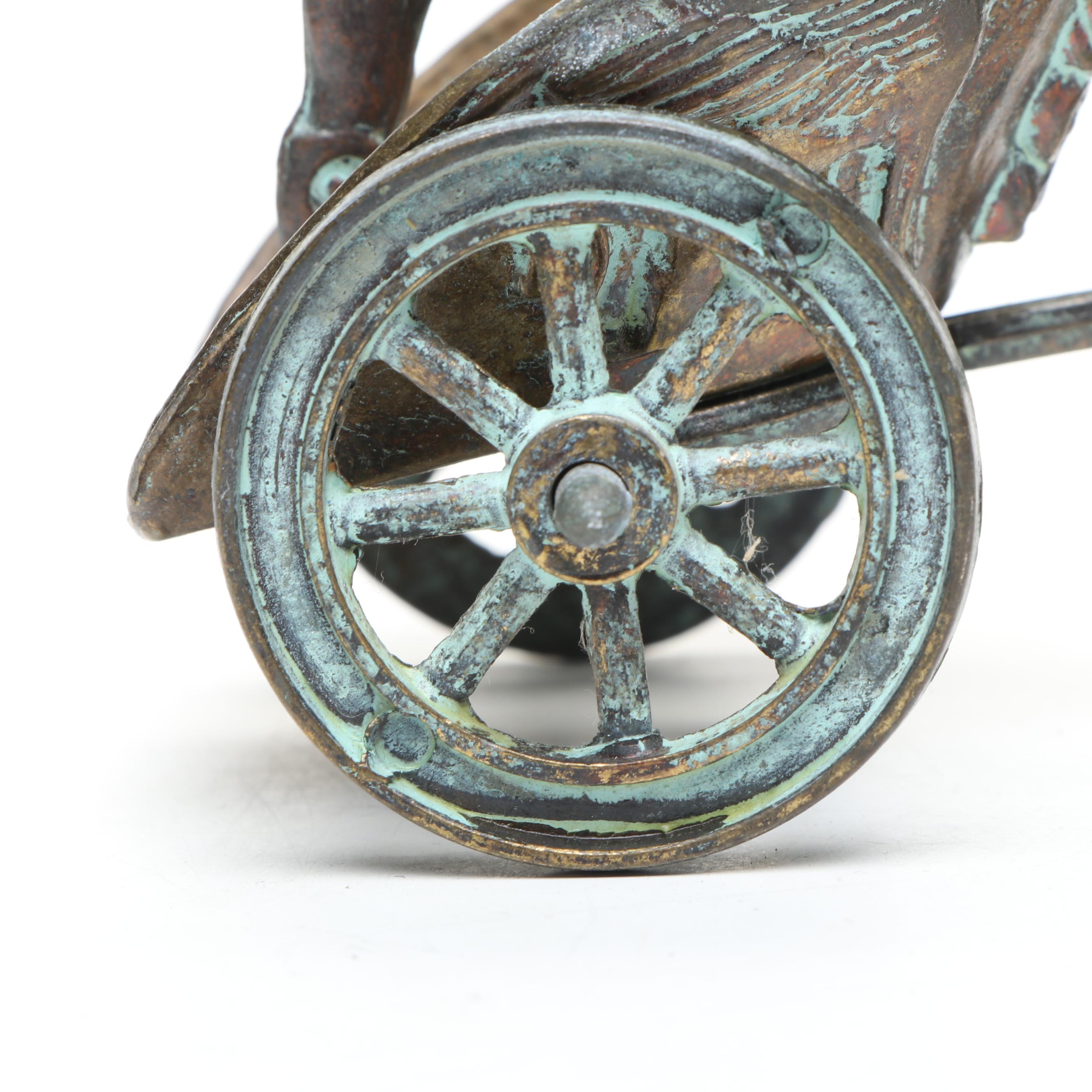 Roman Charioteer Figurine with Brass Hippocampus Figurine