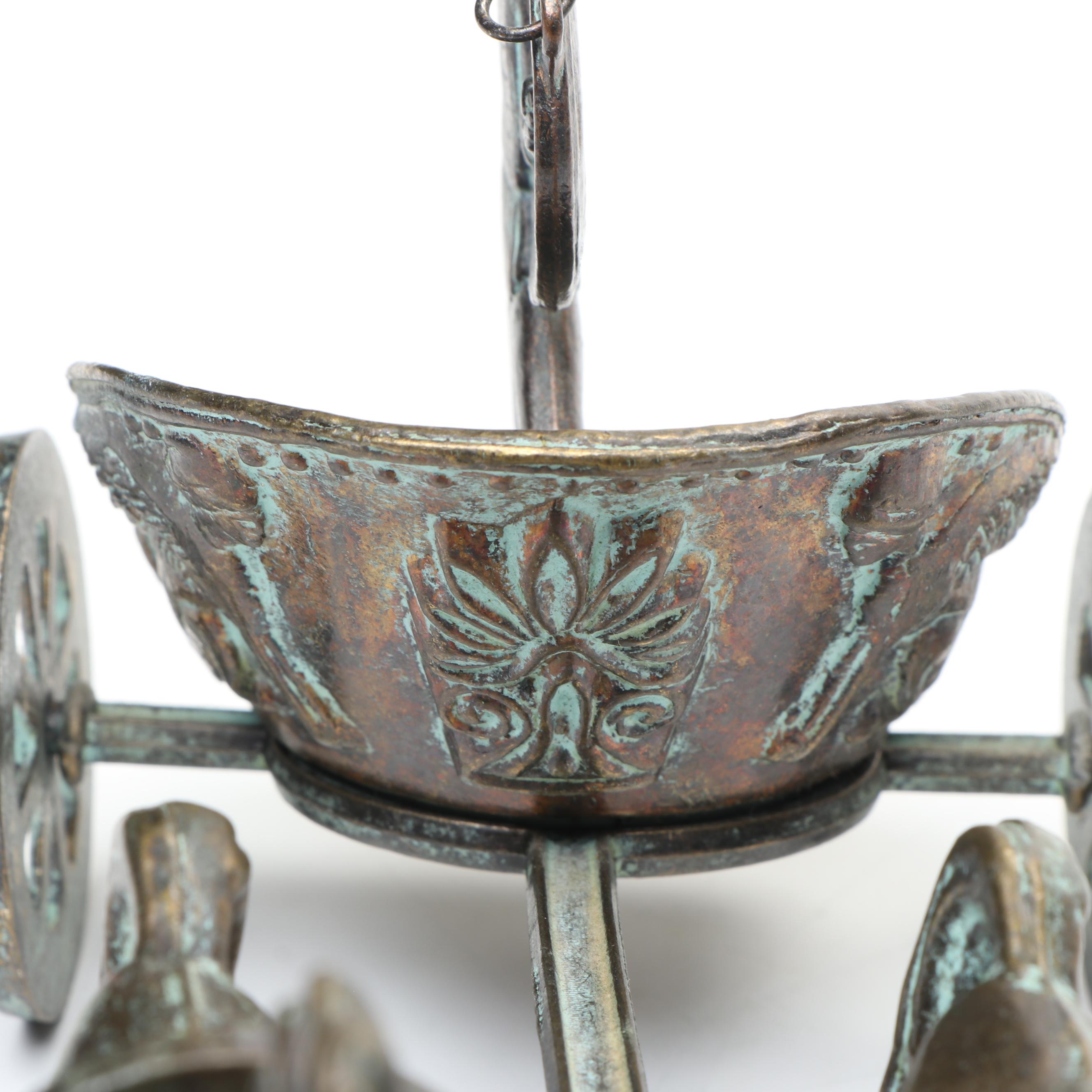 Roman Charioteer Figurine with Brass Hippocampus Figurine