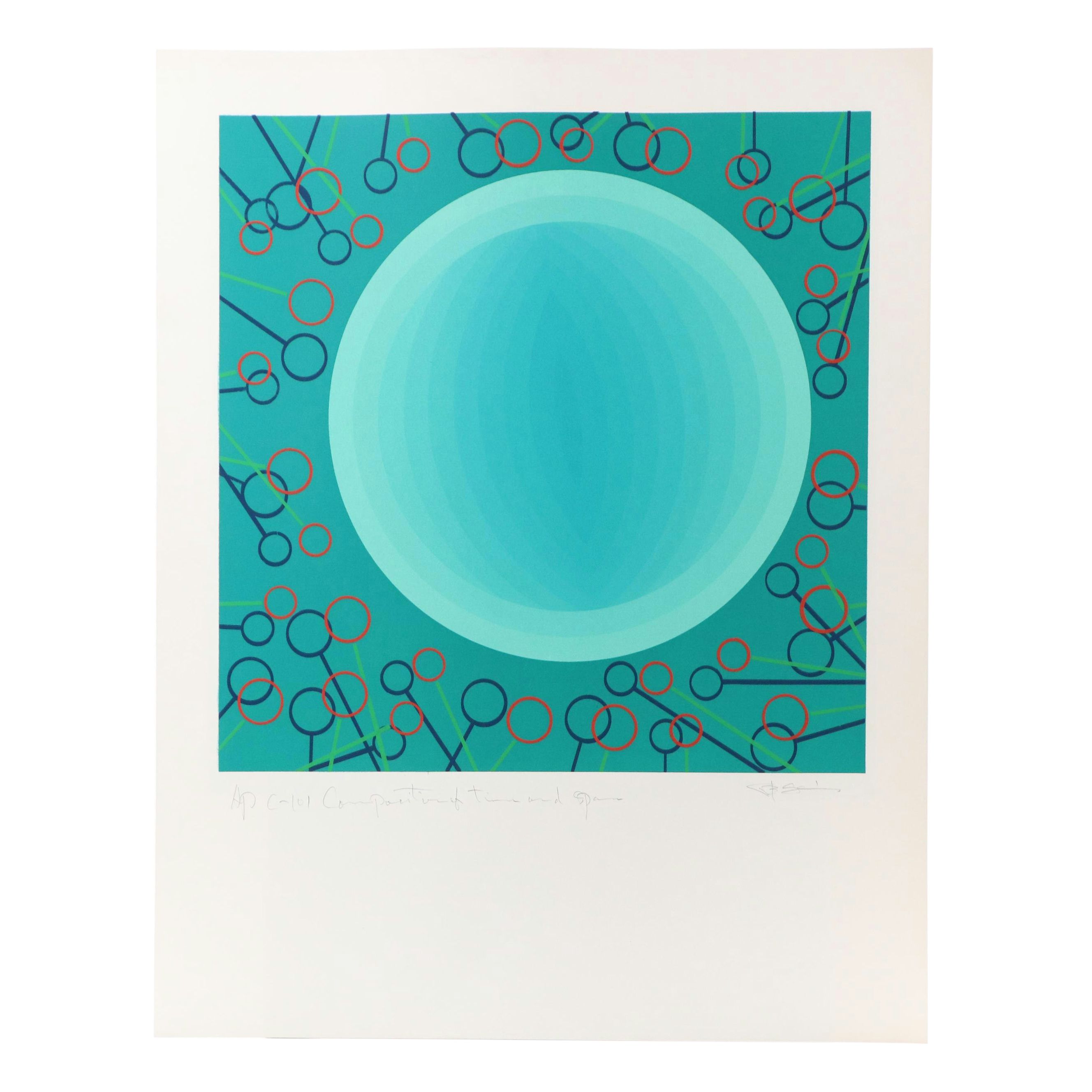 Nobuteru Shimotakahara Op Art Serigraph "Composition of Time and Space"