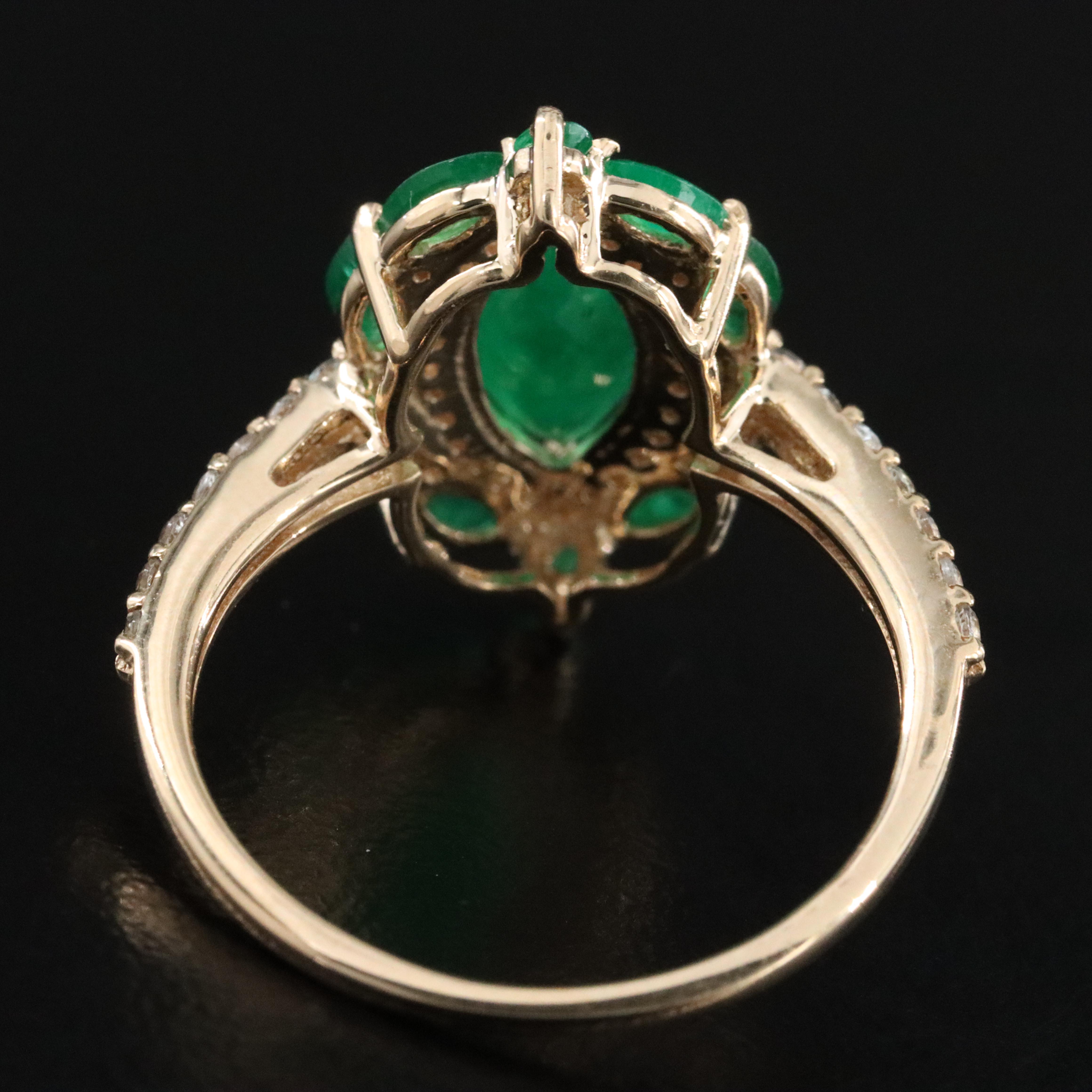 14K Emerald and White Sapphire Ring