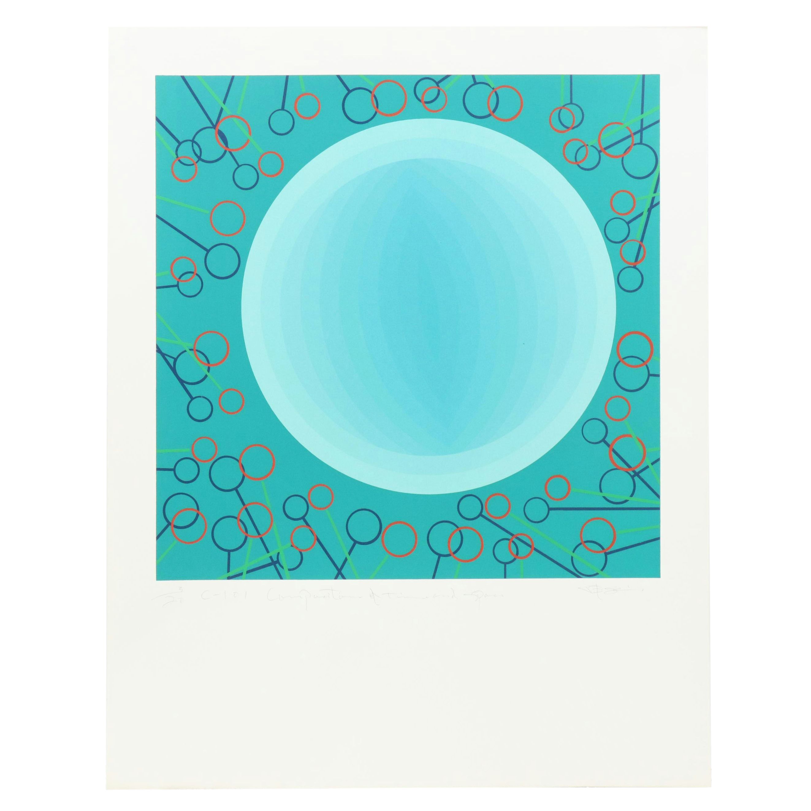 Nobuteru Shimotakahara Op Art Serigraph "Composition of Time and Space"