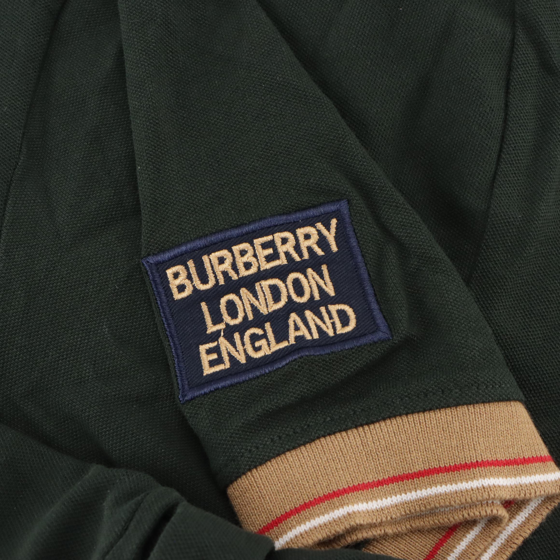 Burberry Forest Green Cotton Stretch Polo Shirt