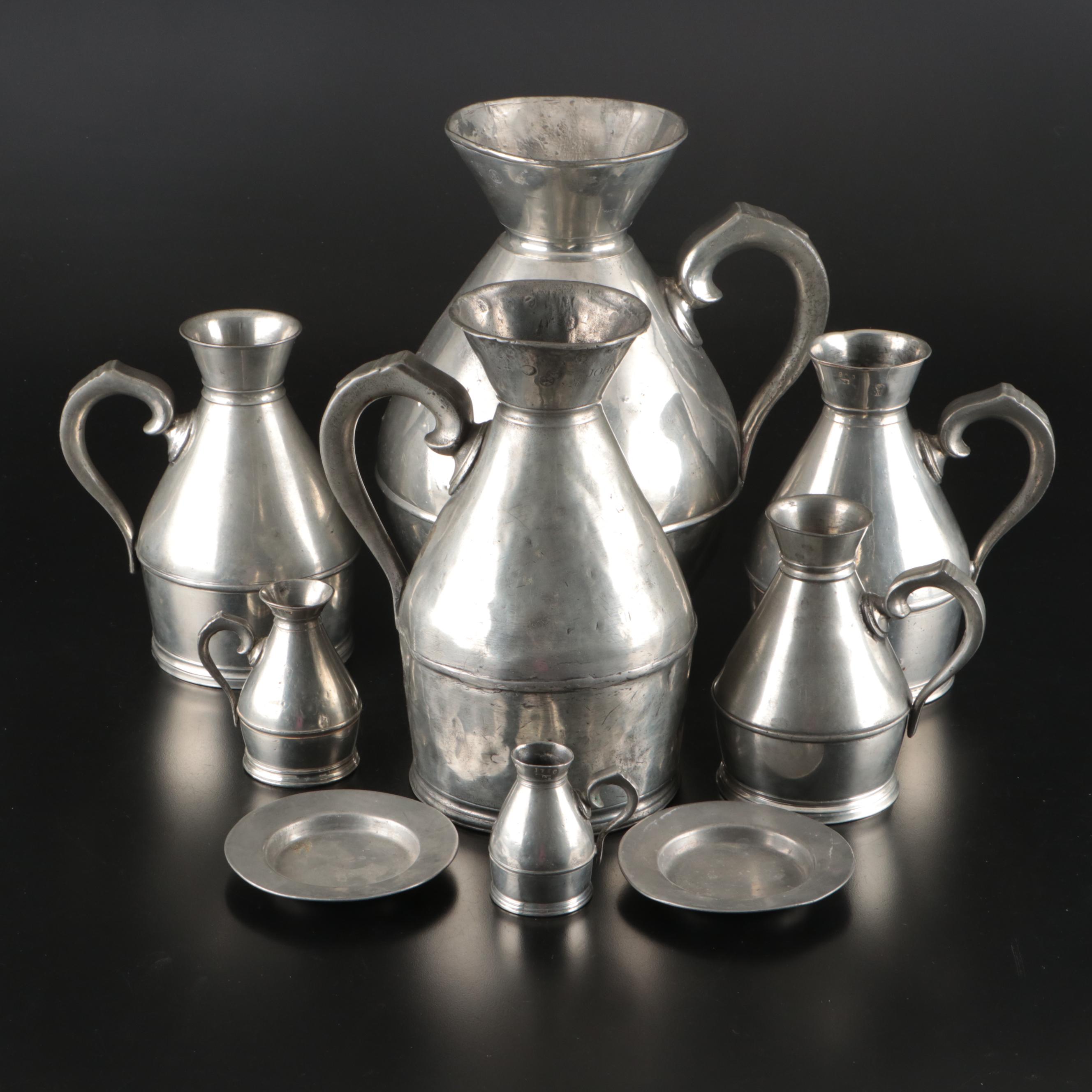 Joseph Austin & Sons Irish Pewter with Other Haystack Measures and Plates