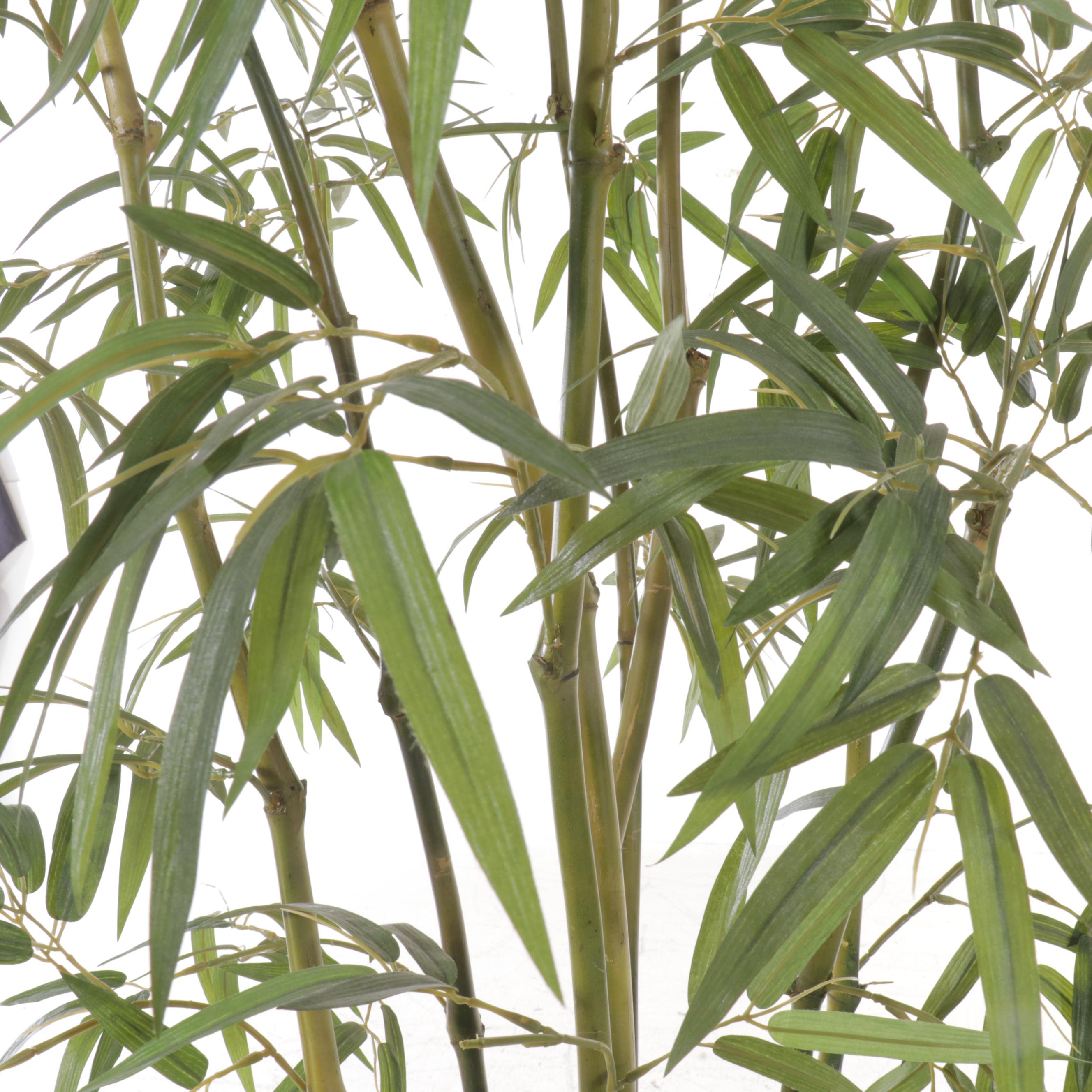 Artificial Bamboo Plant In Chinese Armorial Porcelain Fishbowl Planter