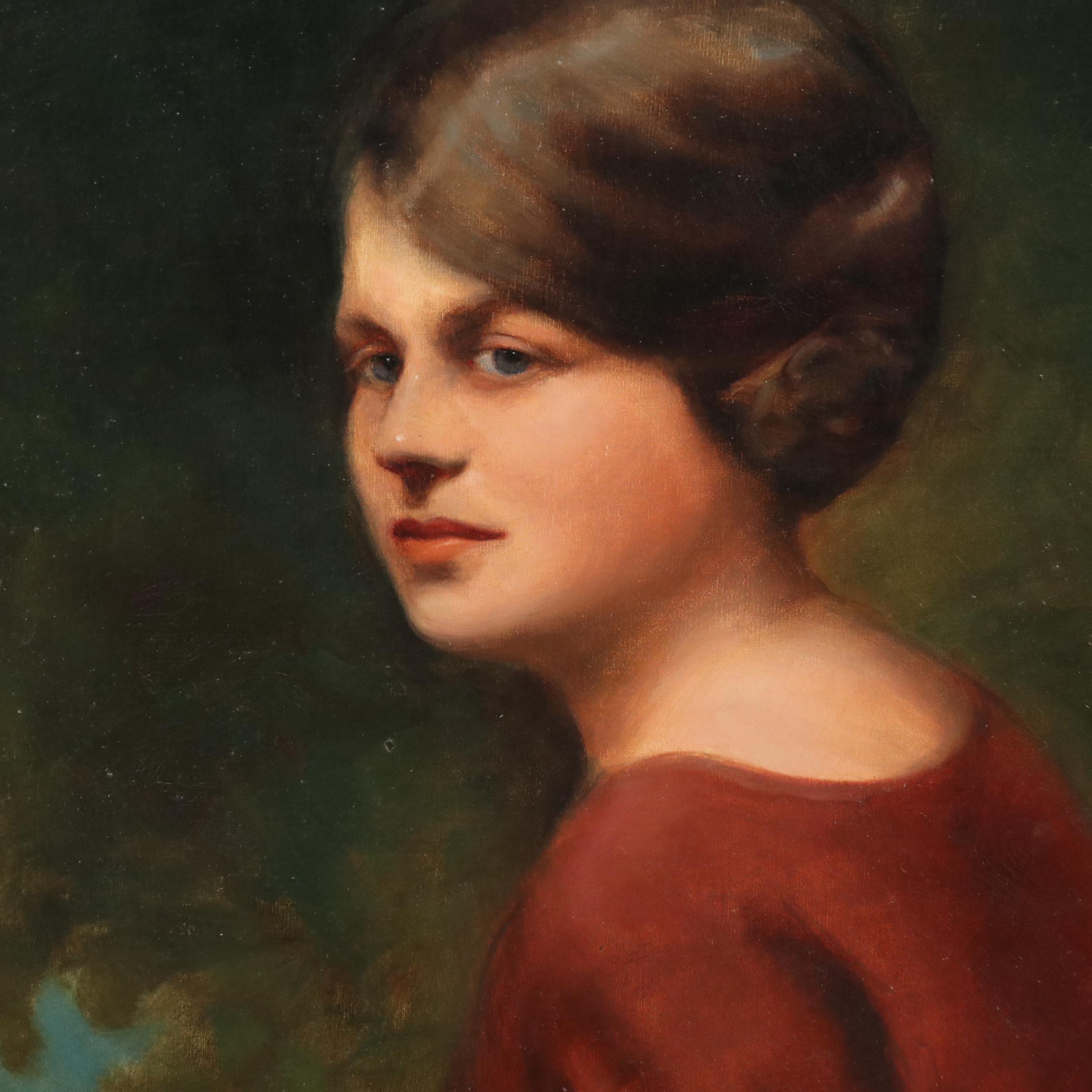 Oil Portrait of Young Woman, Circa 1920