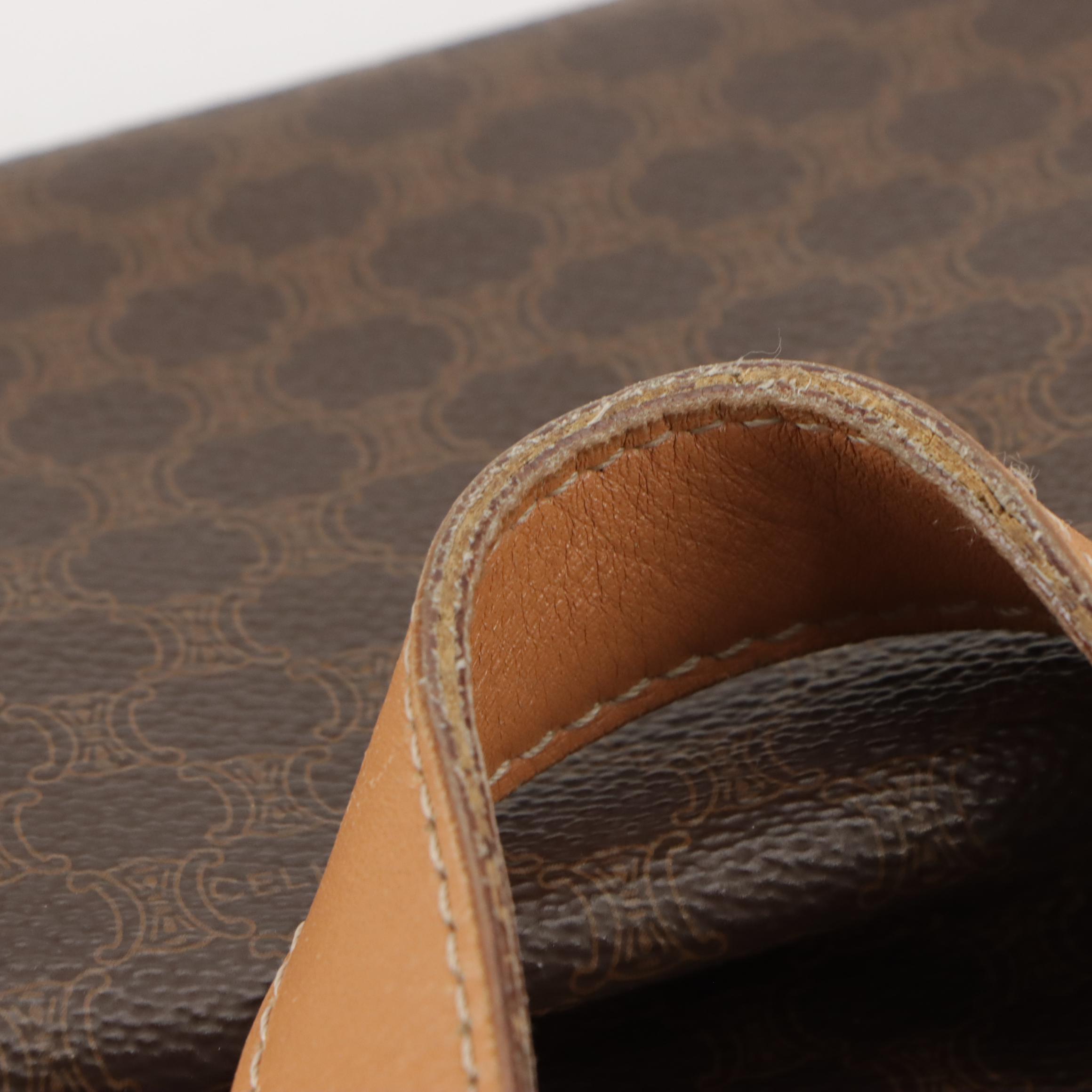 Celine Tote in Dark Brown Macadam Canvas and Brown Leather Trim