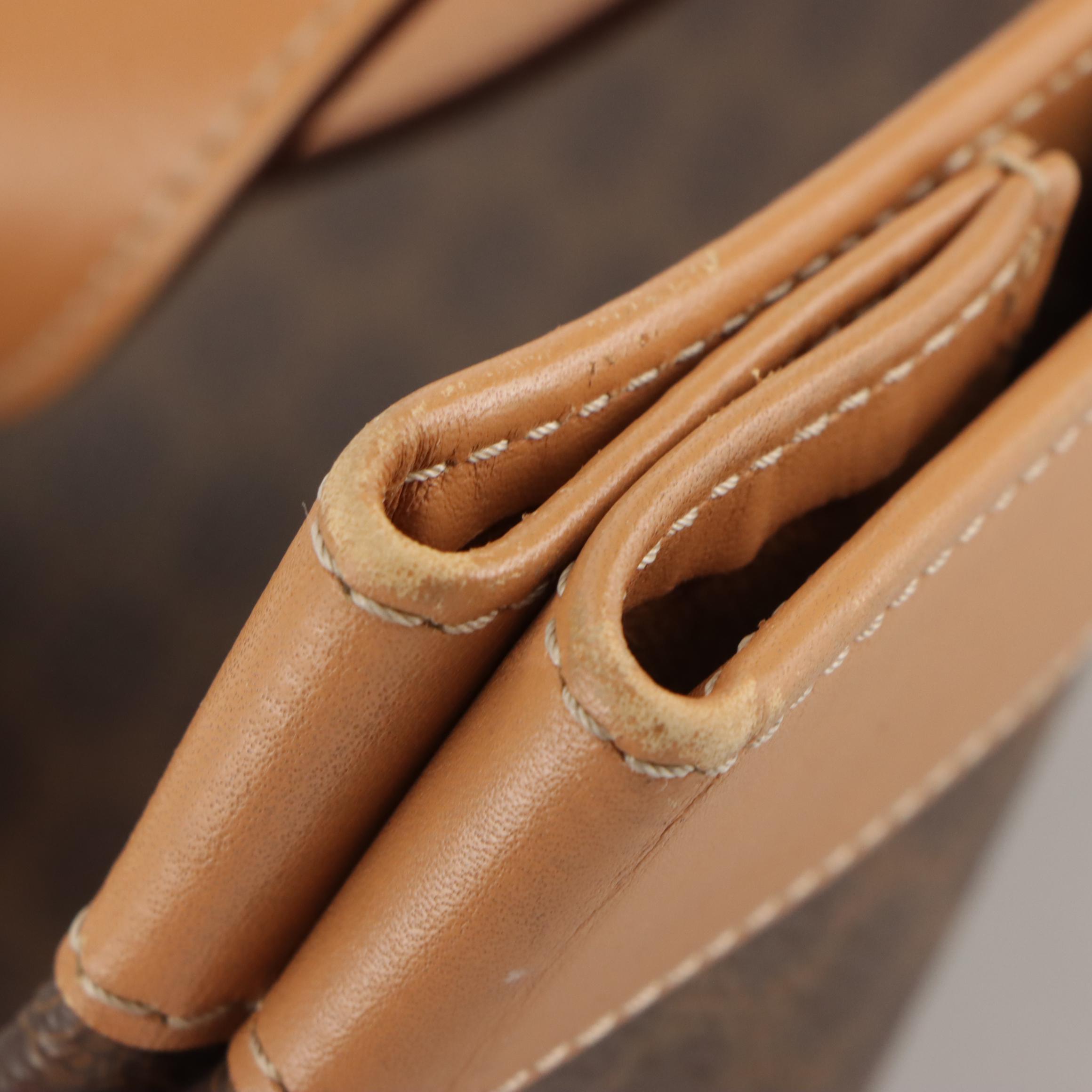 Celine Tote in Dark Brown Macadam Canvas and Brown Leather Trim