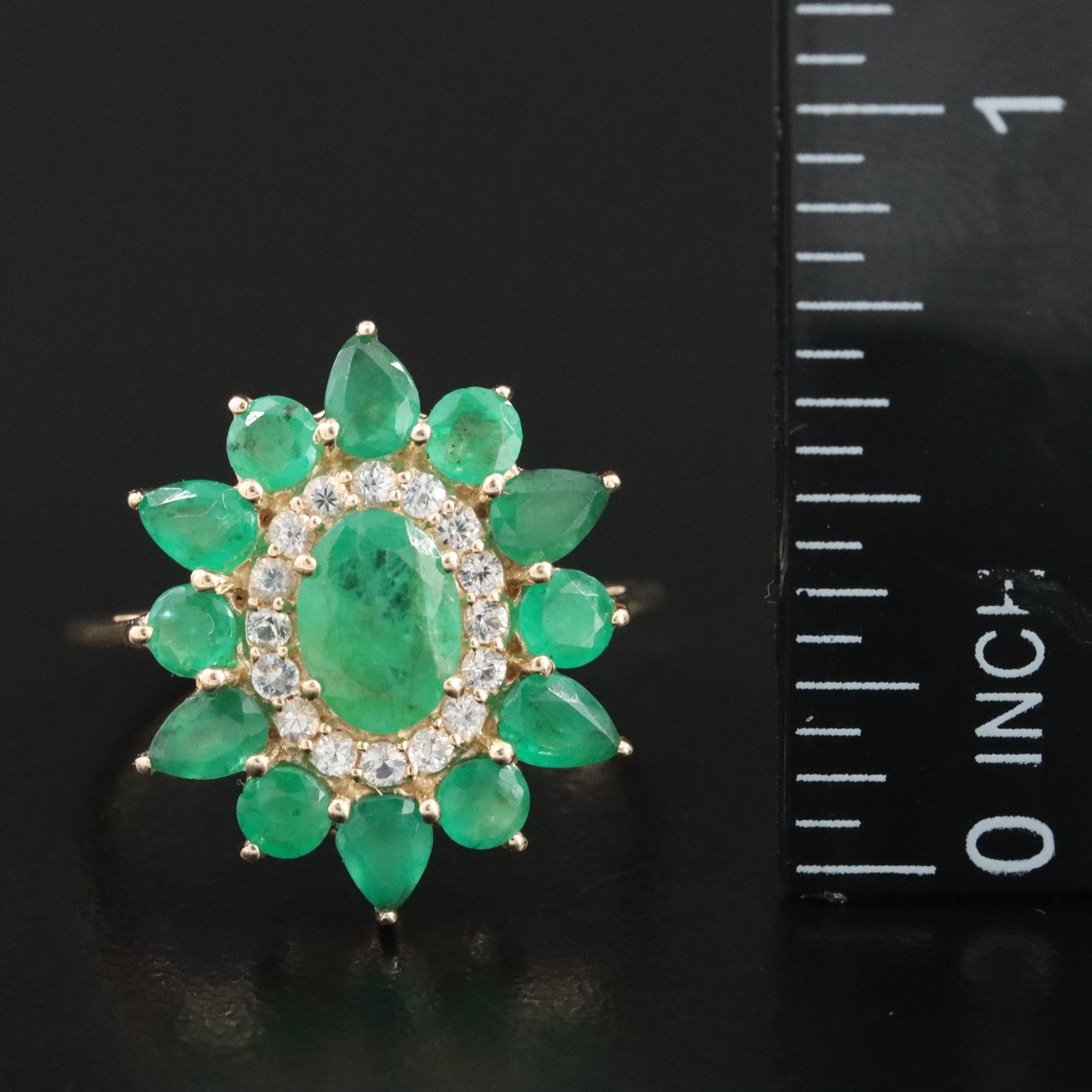 14K Emerald and White Sapphire Ring