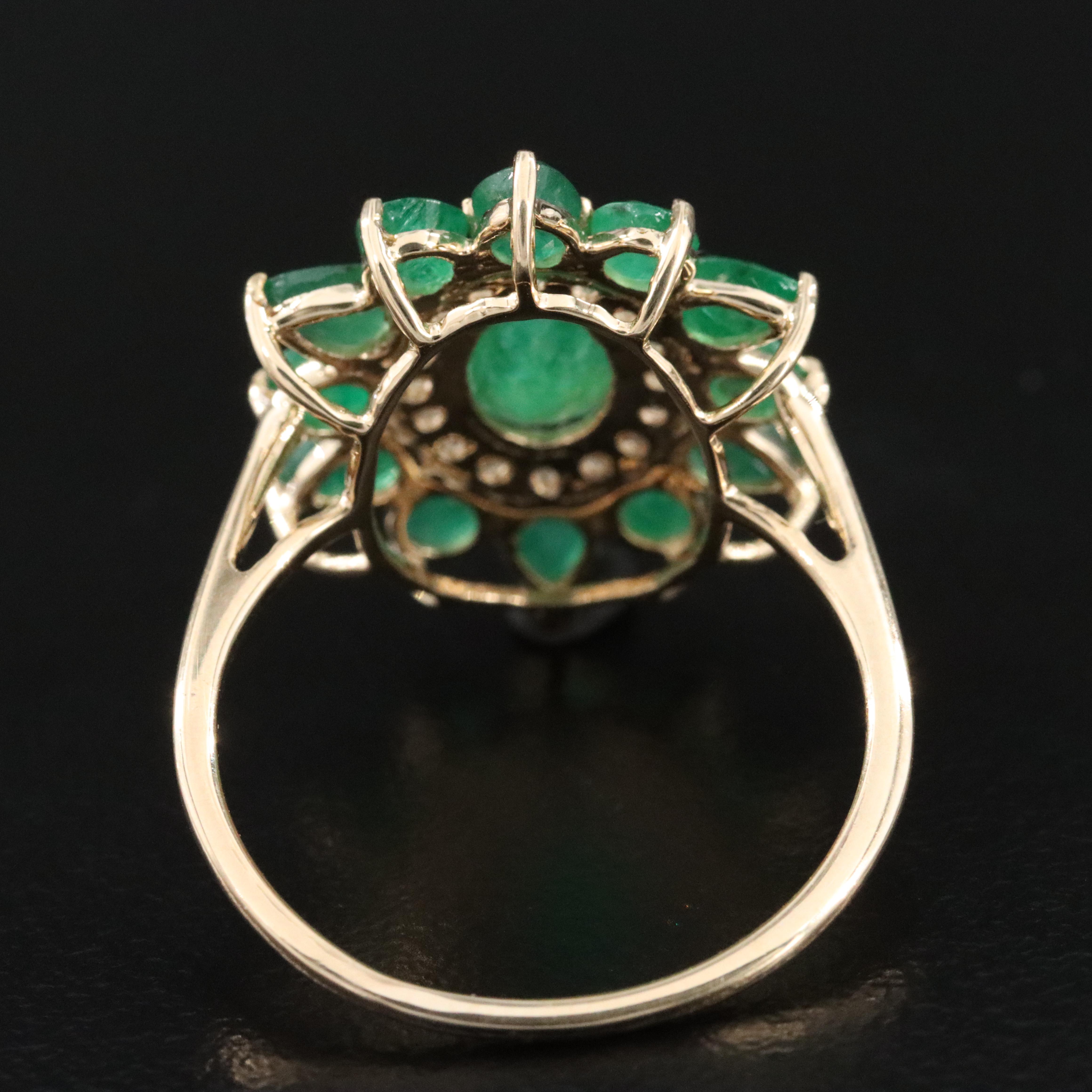 14K Emerald and White Sapphire Ring