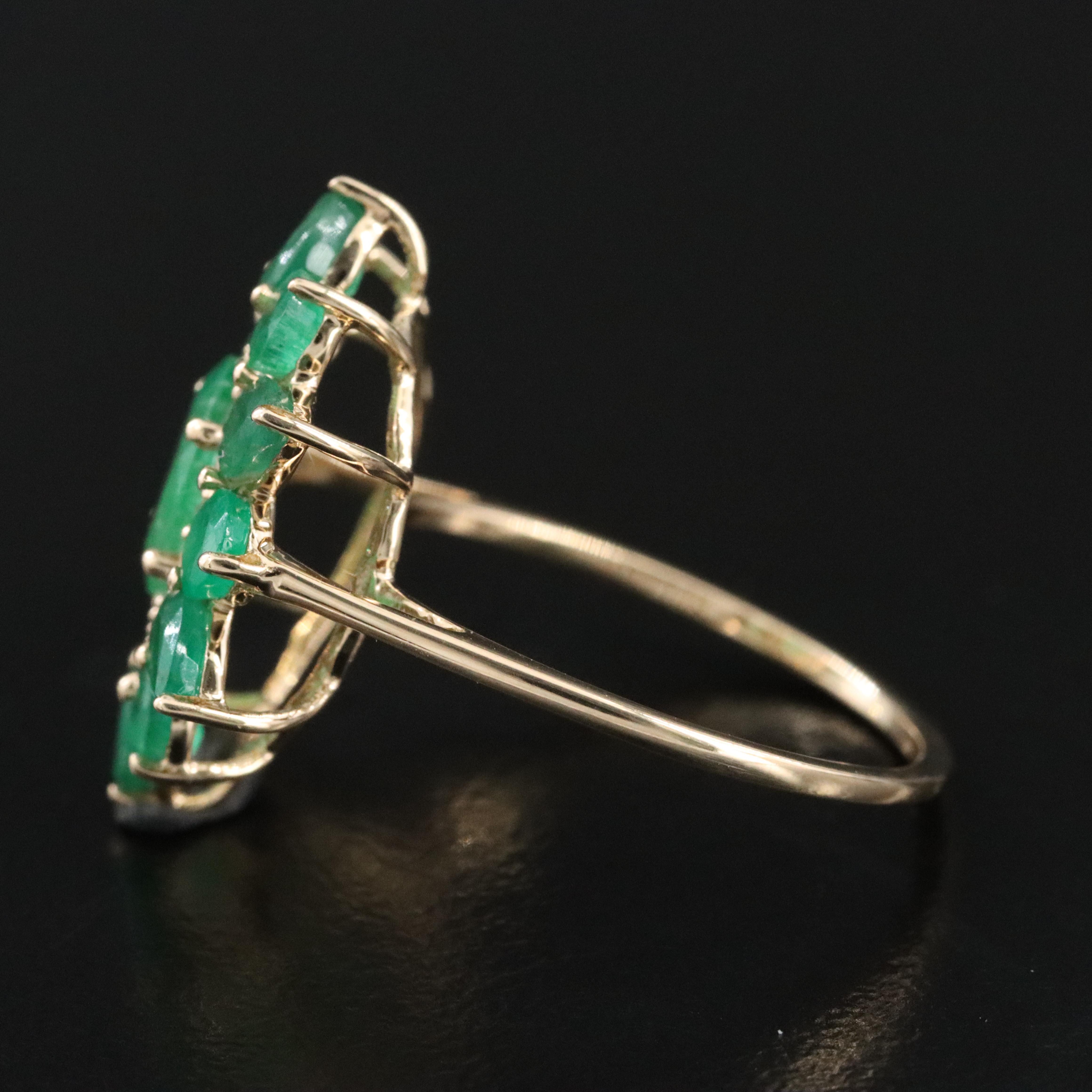14K Emerald and White Sapphire Ring