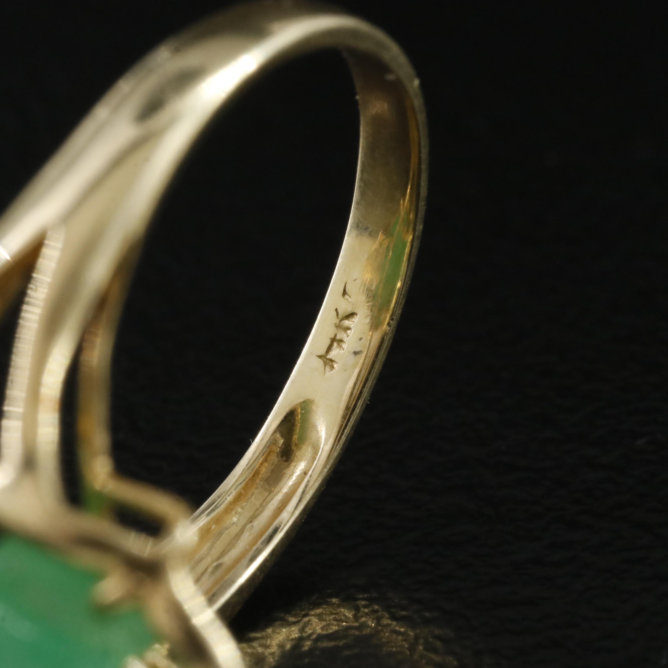 14K Carved Jadeite Frog Ring