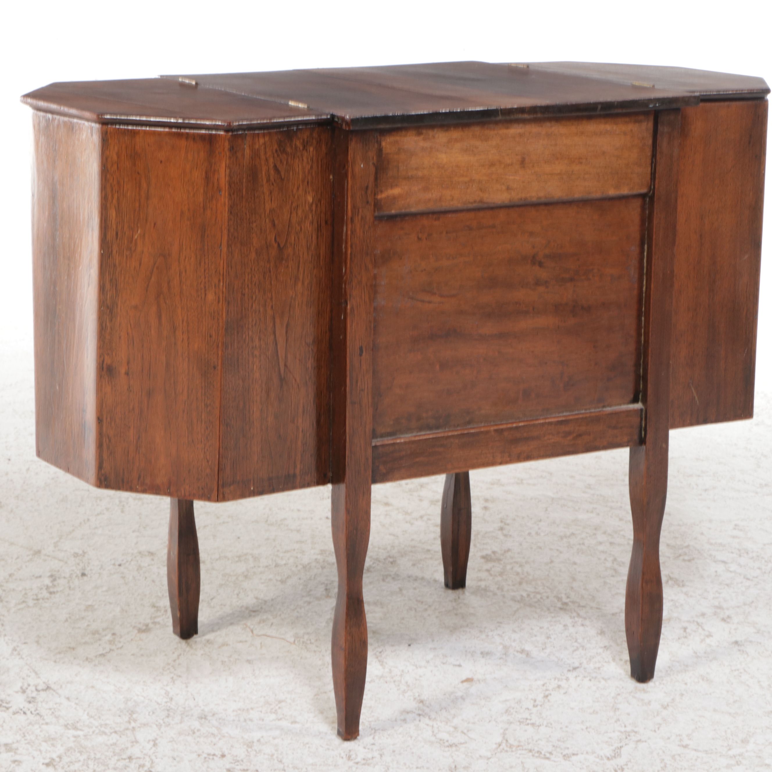 Federal Style Walnut Martha Washington Sewing Cabinet, 20th Century