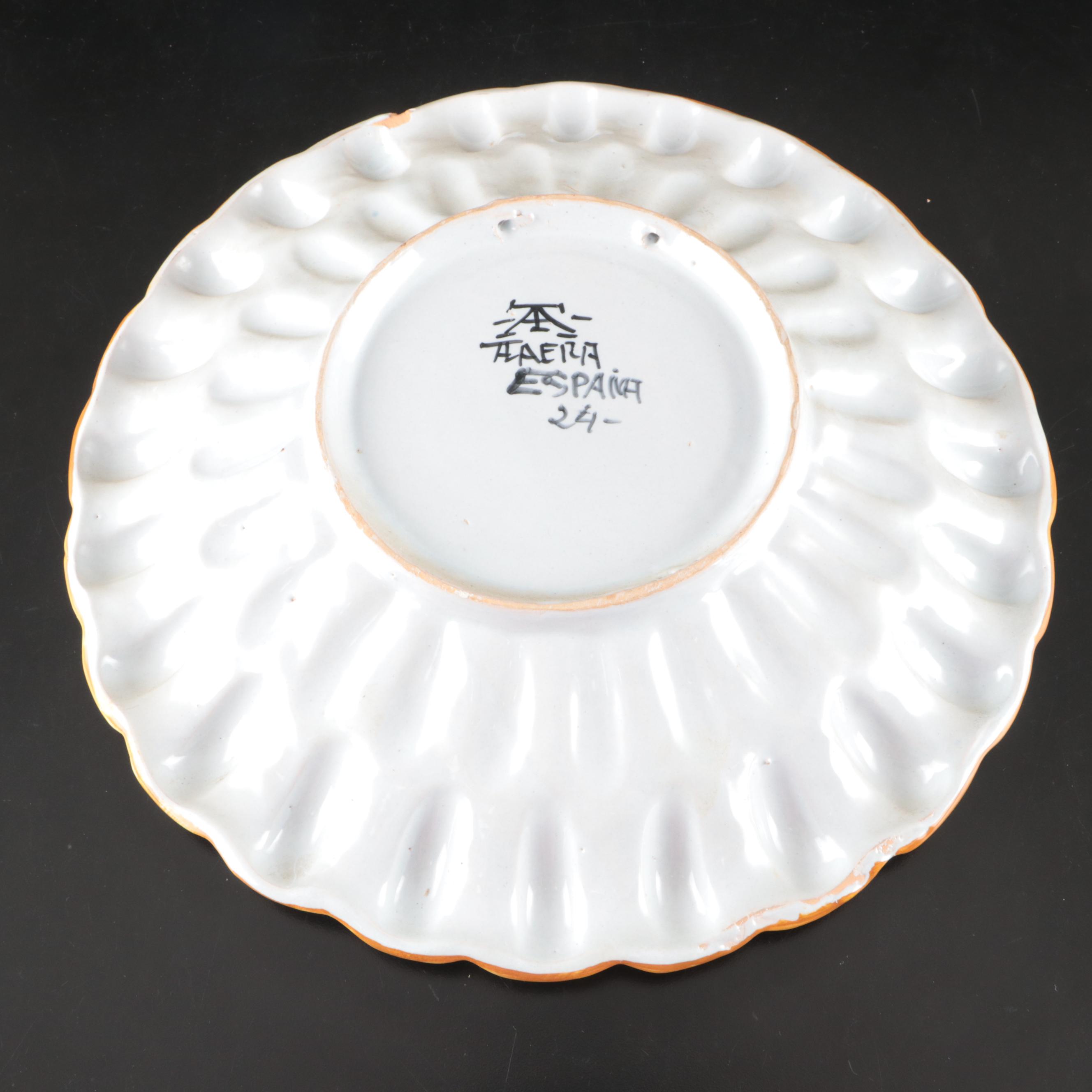 Italian Majolica Plate with Other Floral Ceramic Basket Vase