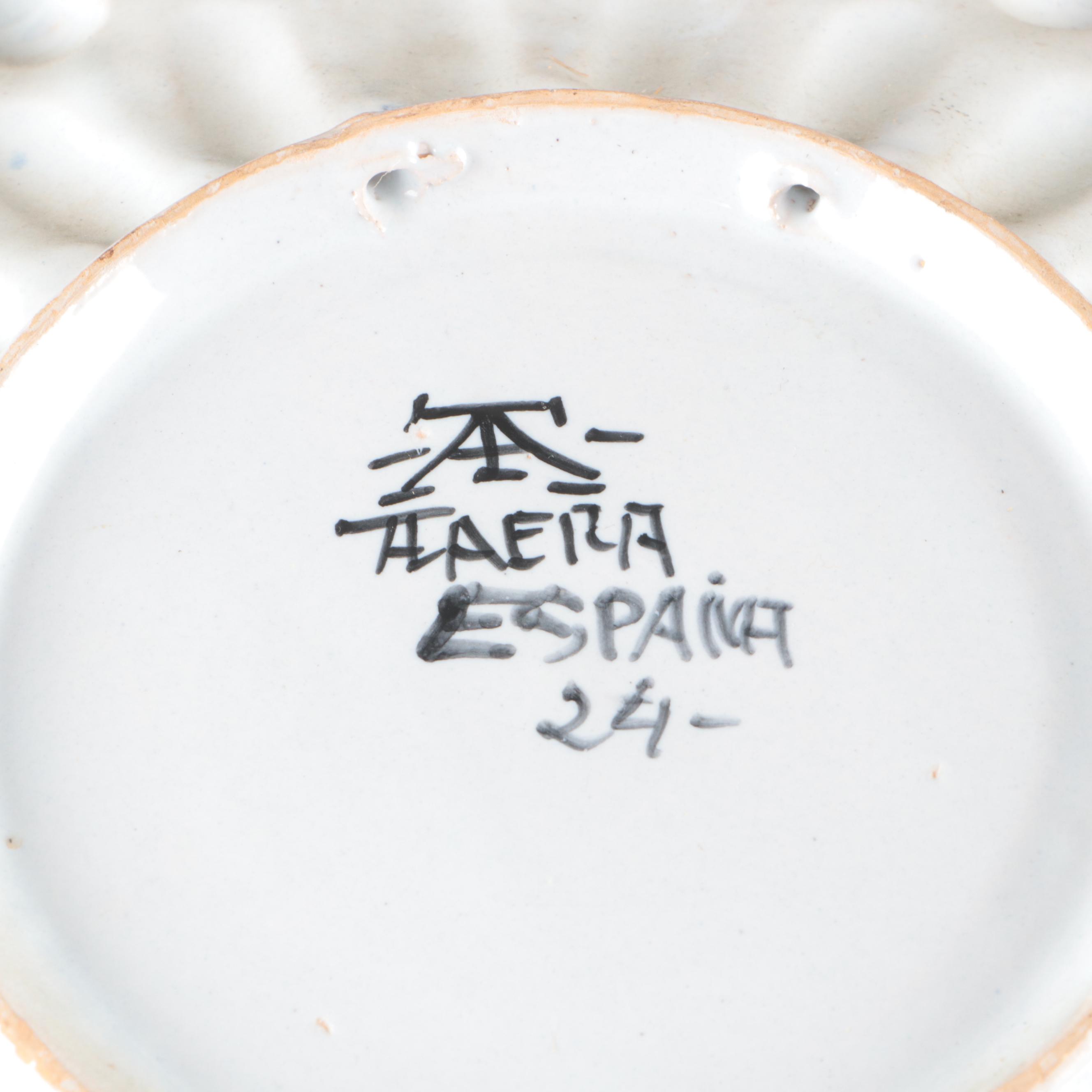 Italian Majolica Plate with Other Floral Ceramic Basket Vase