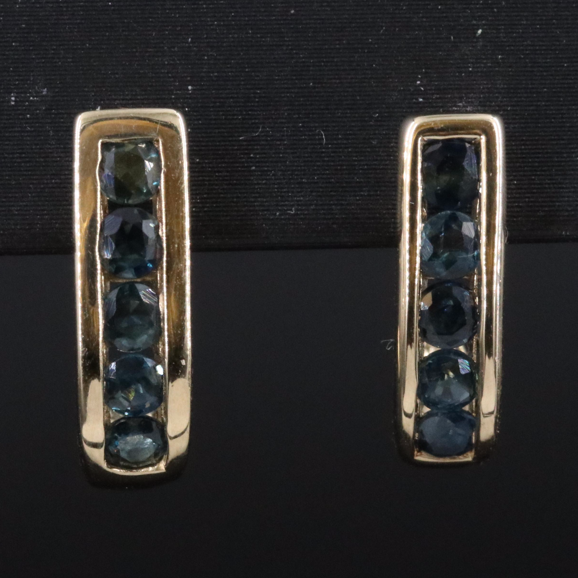 10K Sapphire J Hoop Earrings