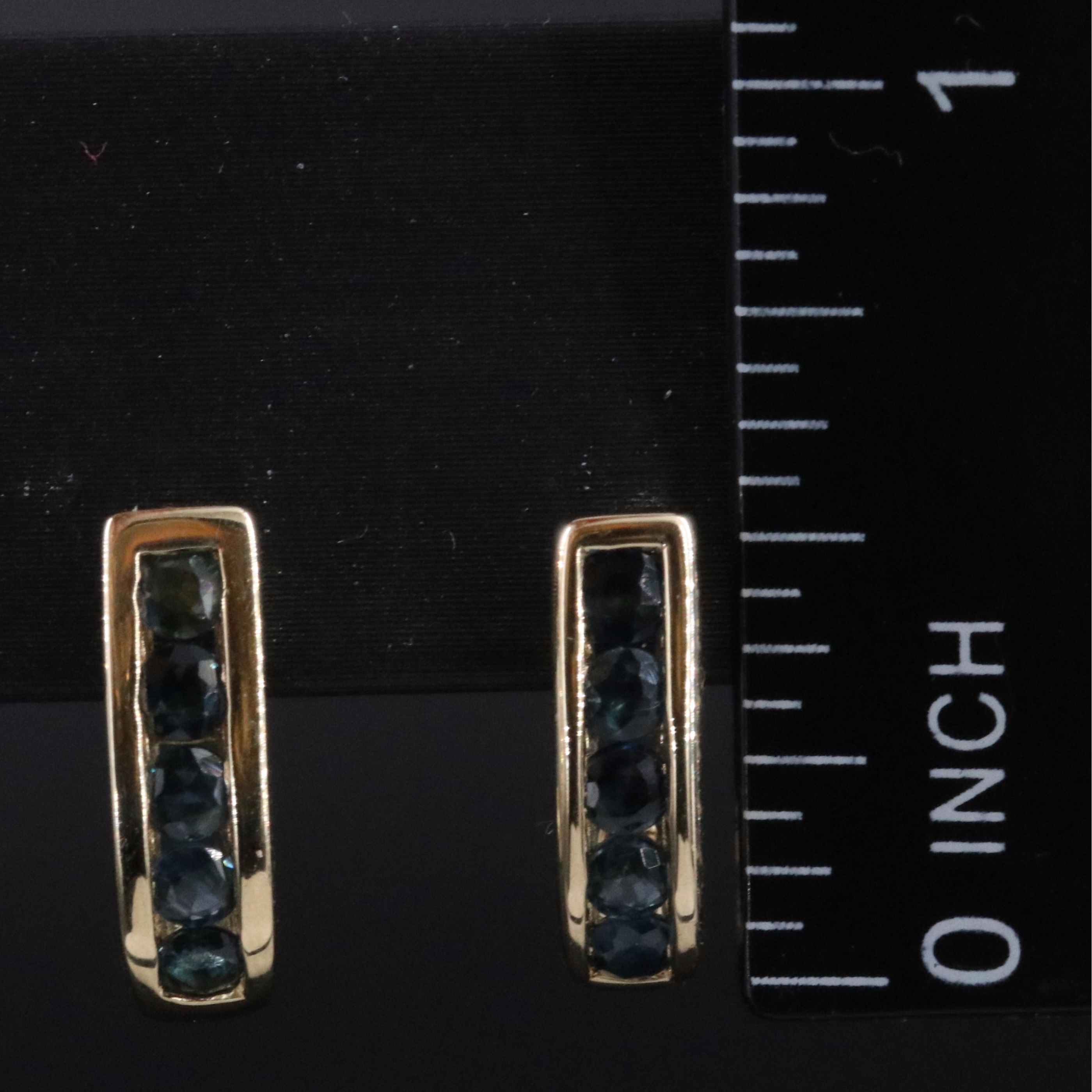 10K Sapphire J Hoop Earrings