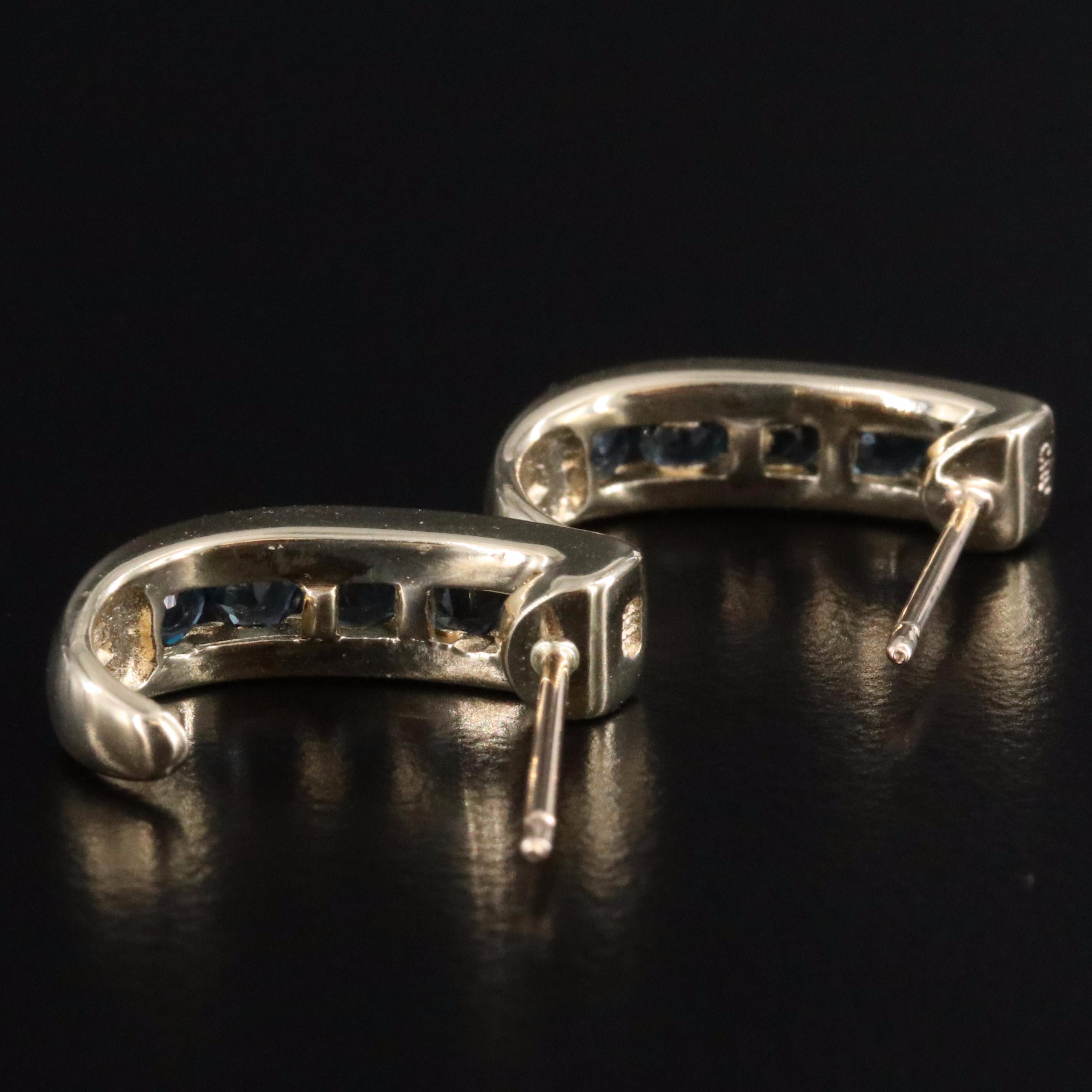 10K Sapphire J Hoop Earrings