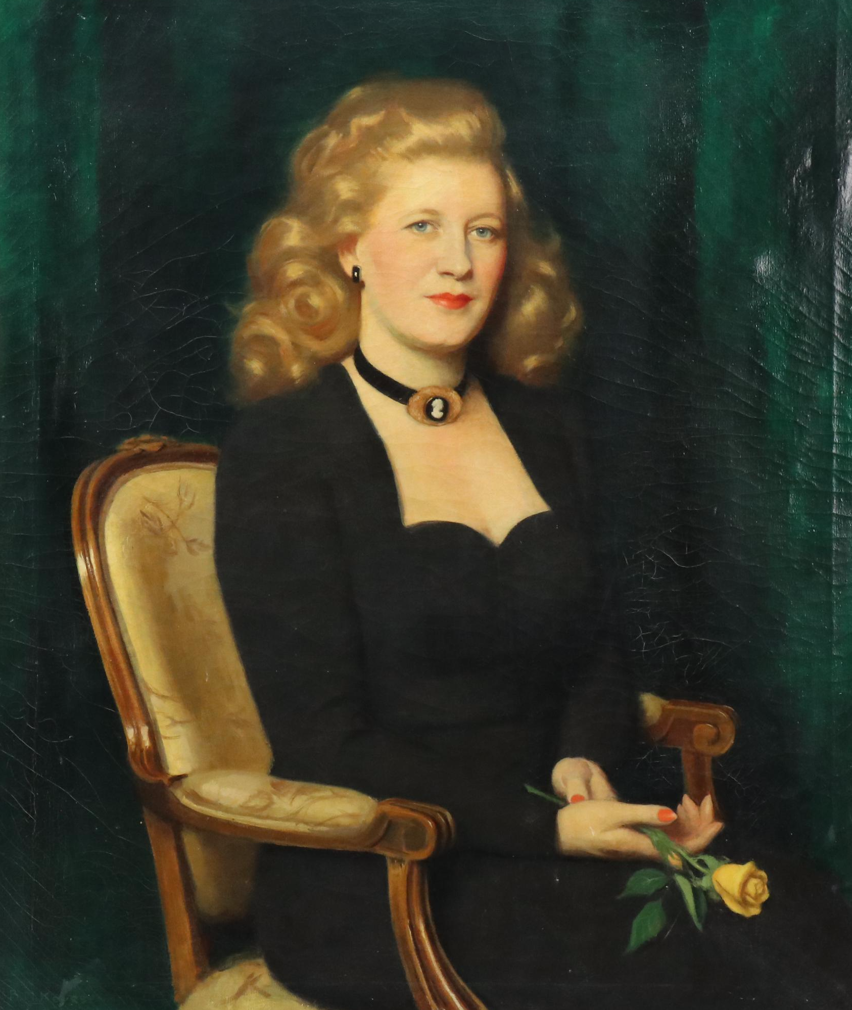 Bernard M. Keyes Oil Portrait of Woman, Late 1940s