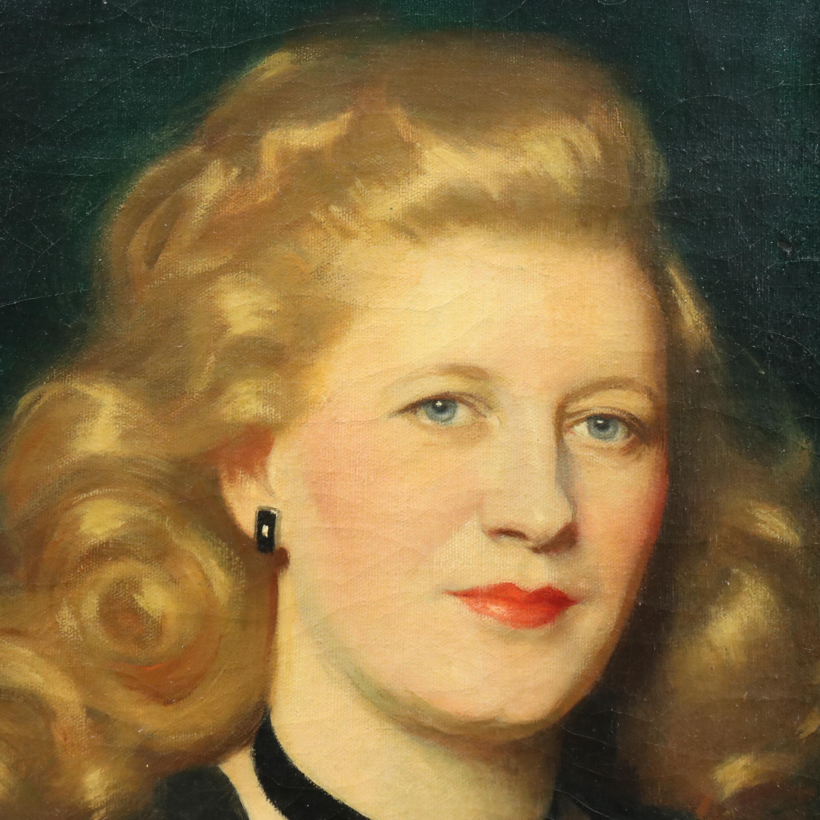 Bernard M. Keyes Oil Portrait of Woman, Late 1940s