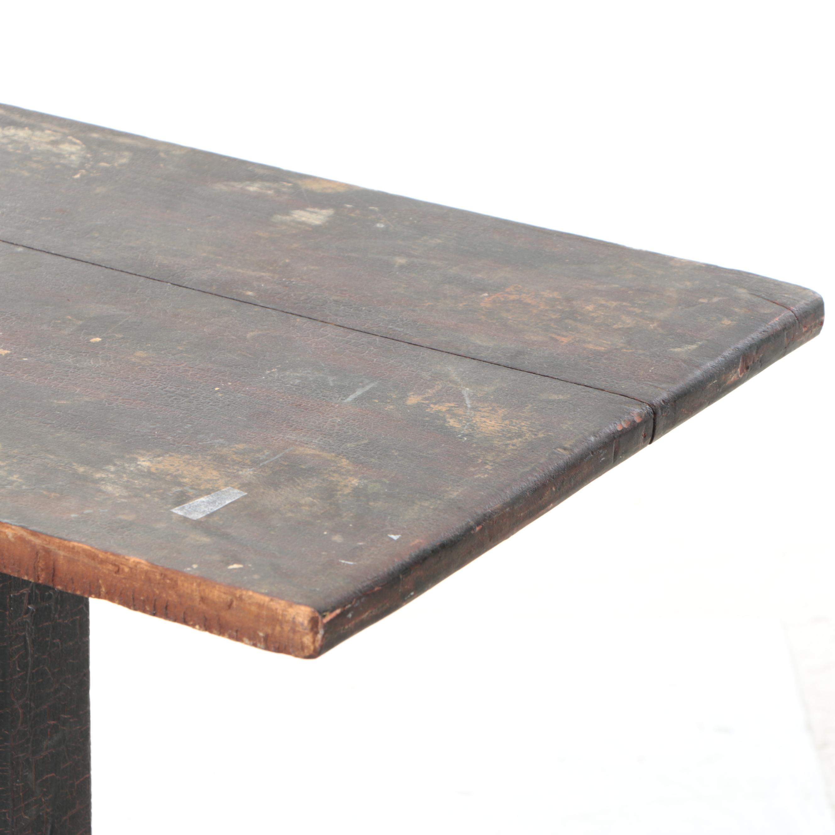 Handcrafted Pedestal Table on Casters