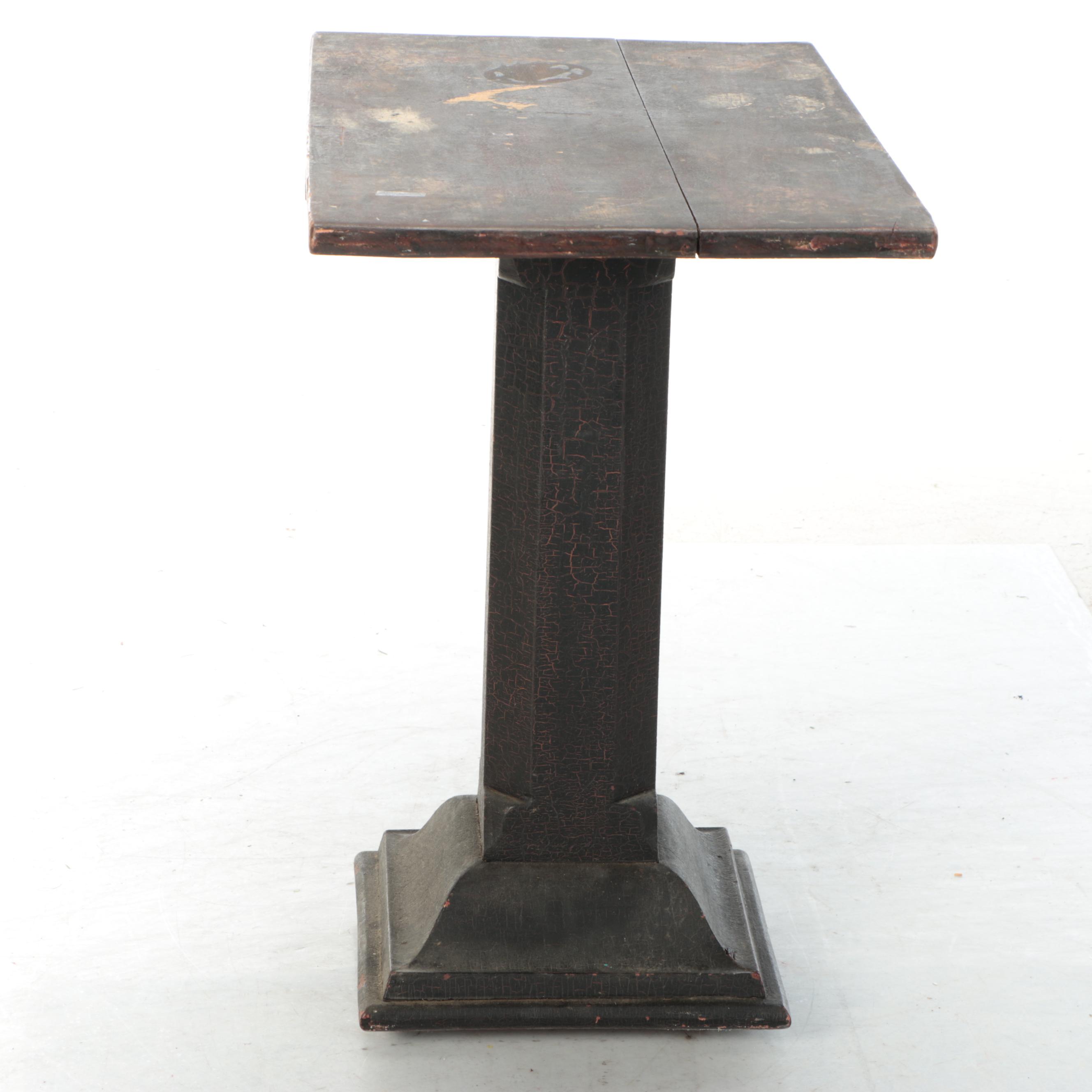 Handcrafted Pedestal Table on Casters