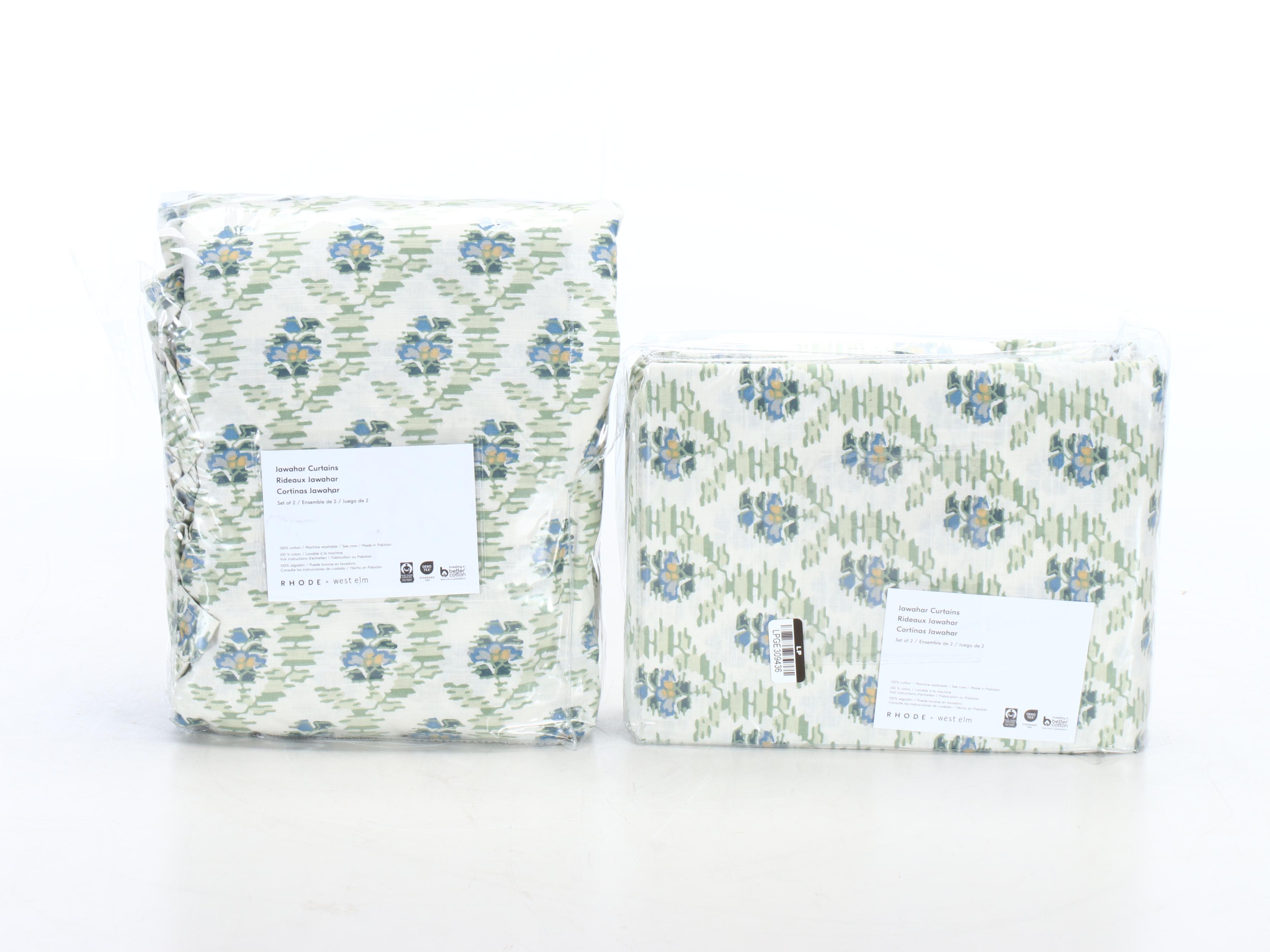 West Elm Floral Cotton Curtains with RH Full/Queen Linen Sheets and More