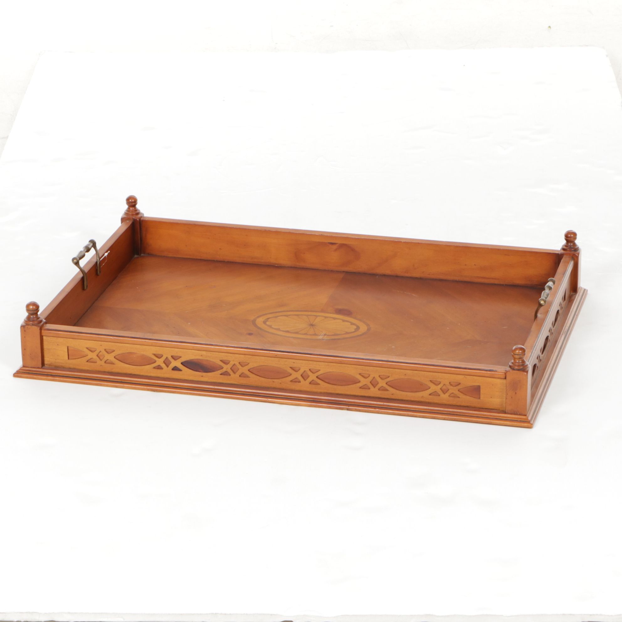 Edwardian Style Marquetry Inlaid Tray