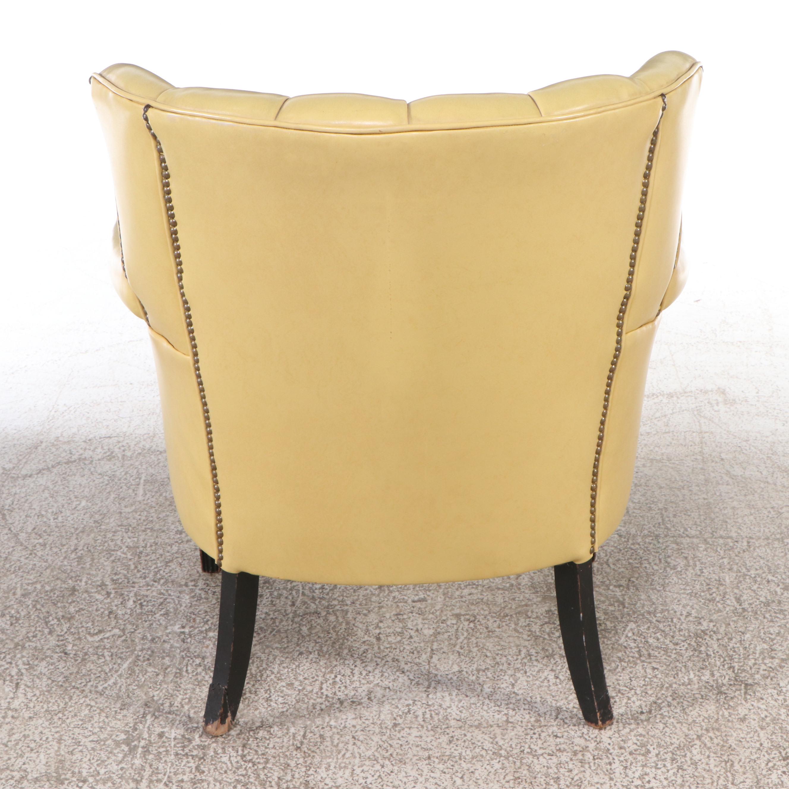 Regency Style Fluted Barrel-Back Leather Armchair