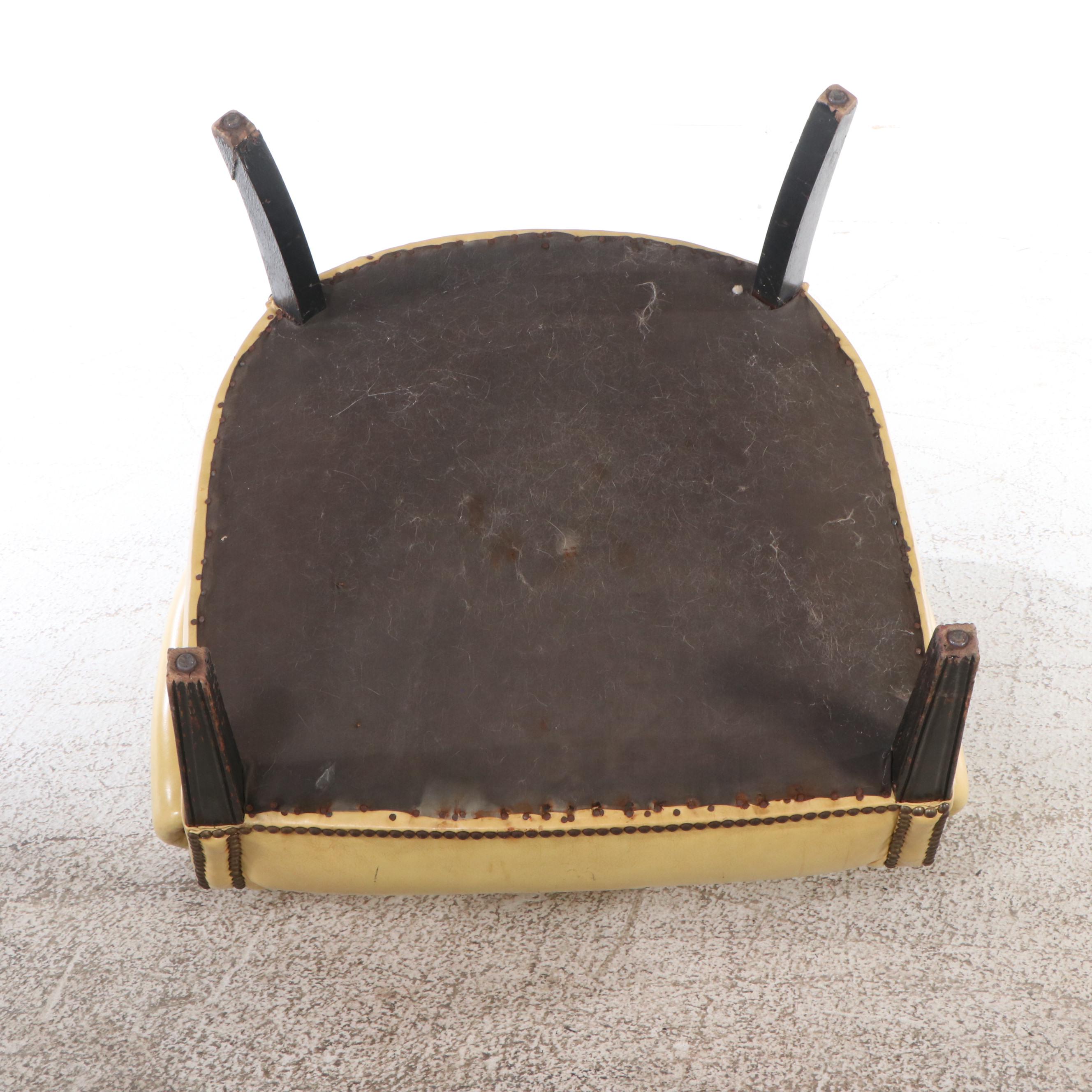 Regency Style Fluted Barrel-Back Leather Armchair