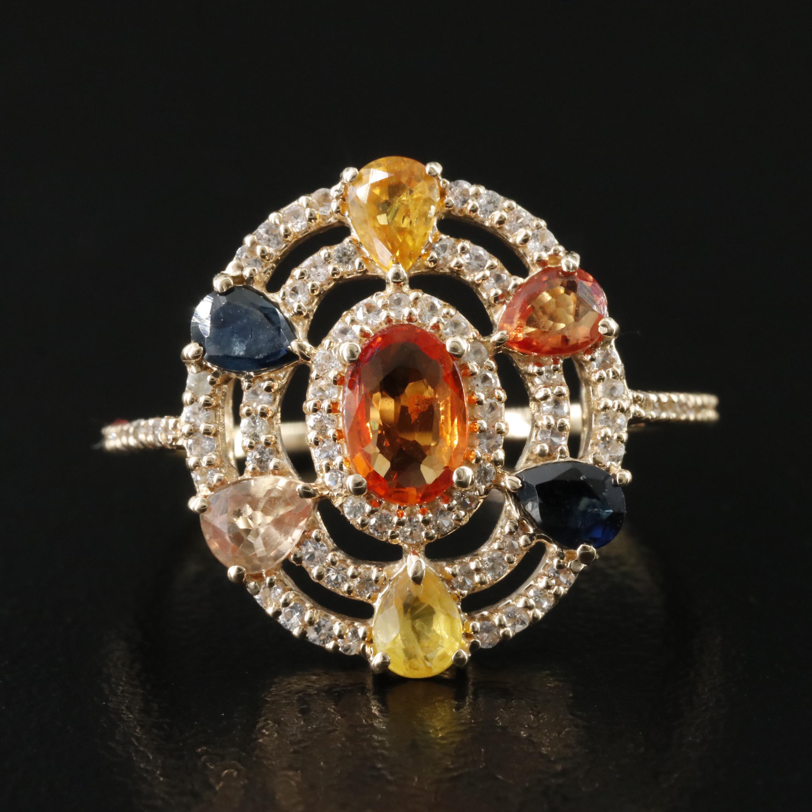 14K Sapphire and White Sapphire Ring