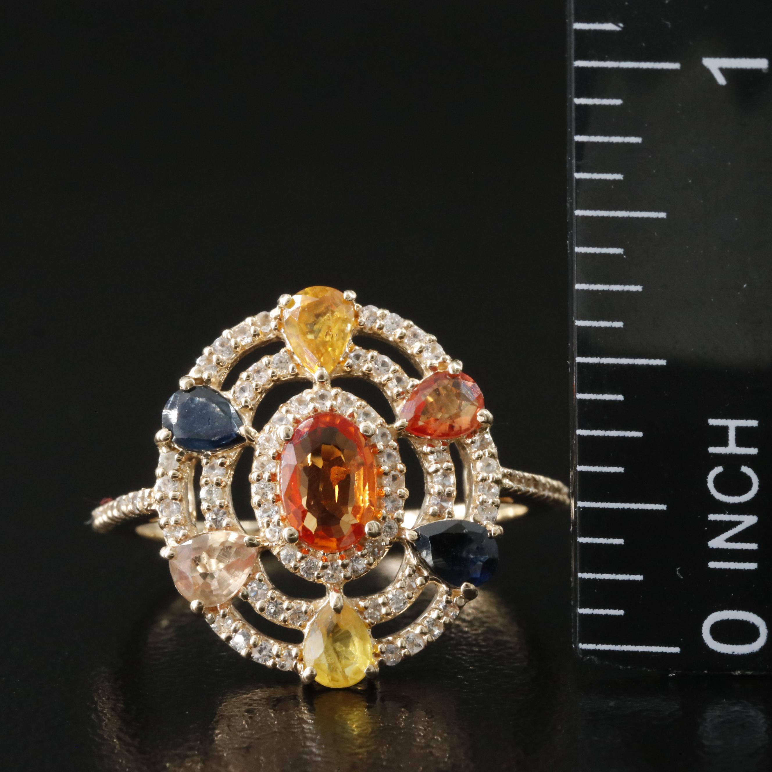 14K Sapphire and White Sapphire Ring