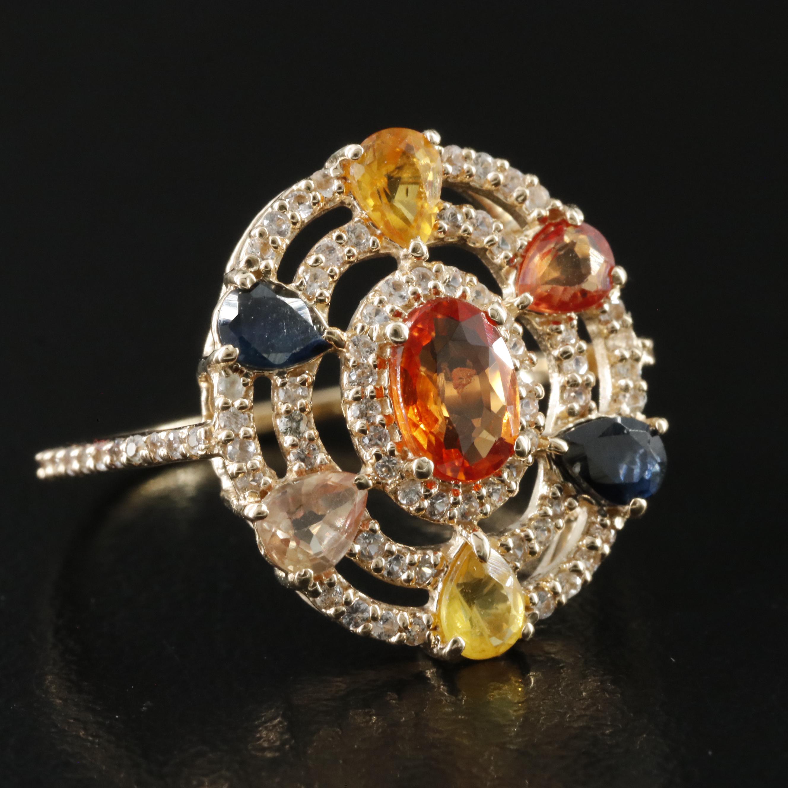 14K Sapphire and White Sapphire Ring