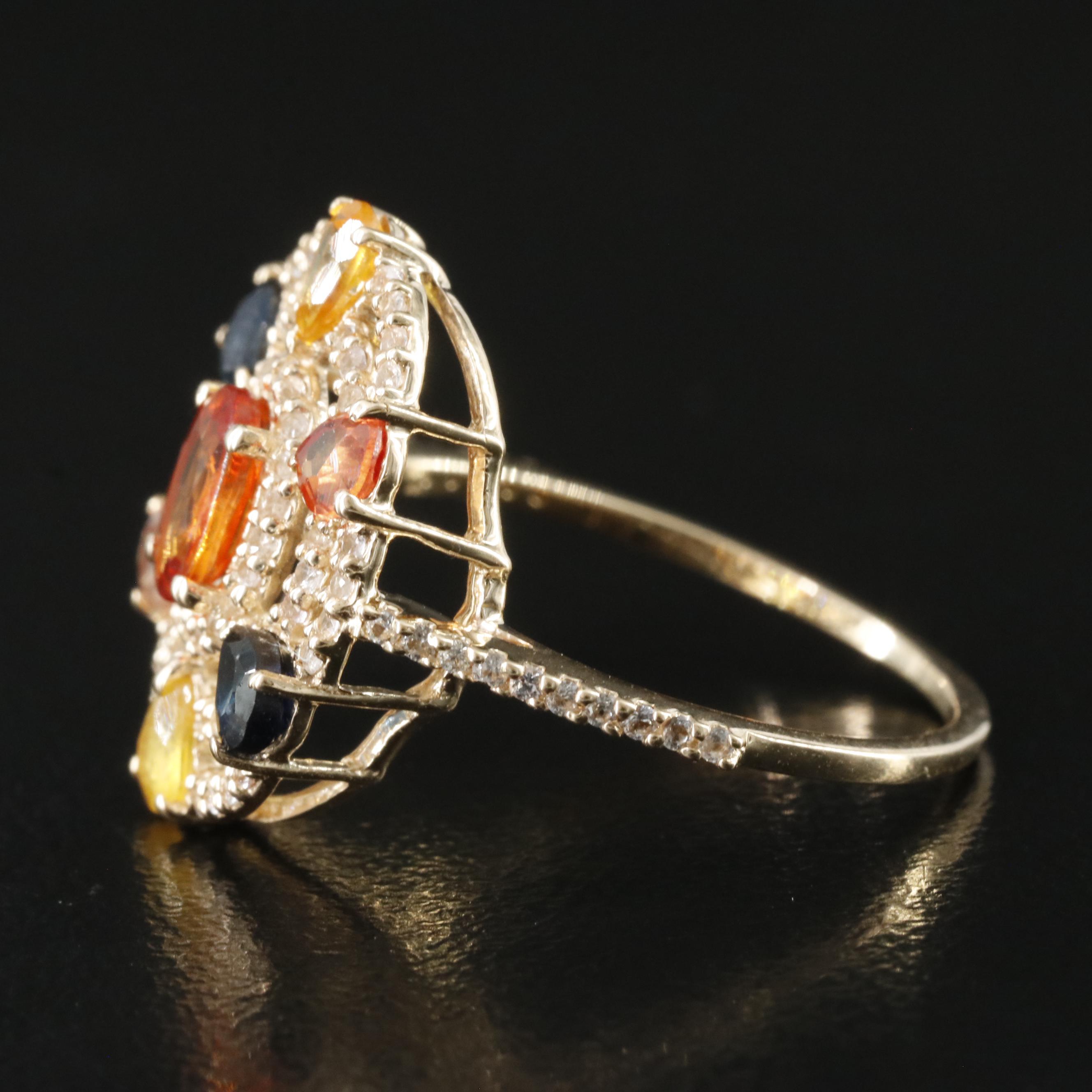 14K Sapphire and White Sapphire Ring