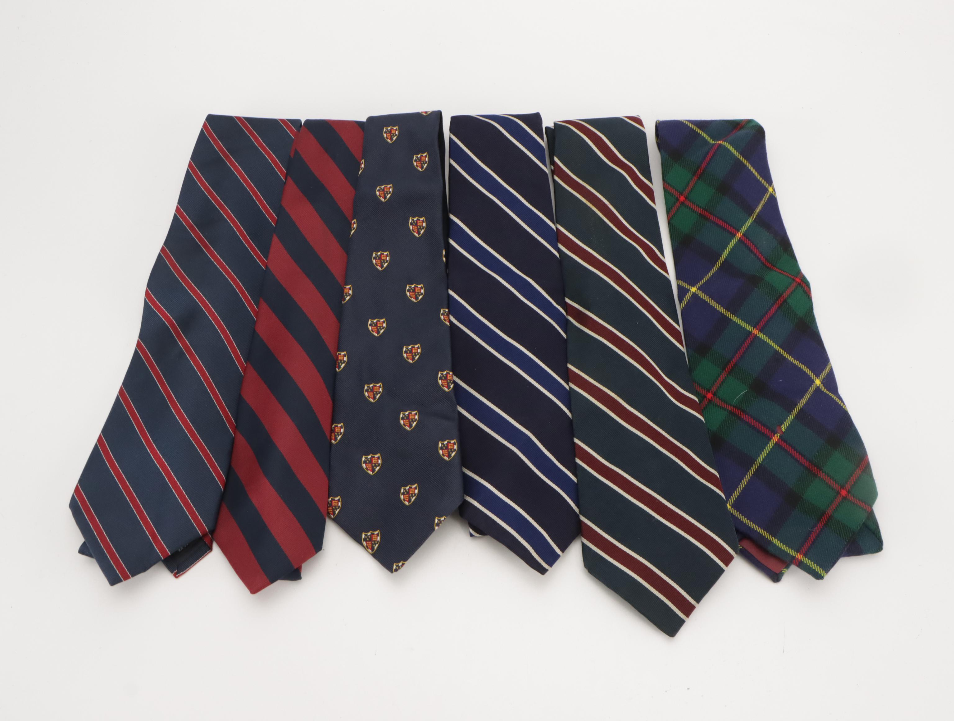 Vintage Patterned Silk and Wool Neckties Featuring Brooks Brothers