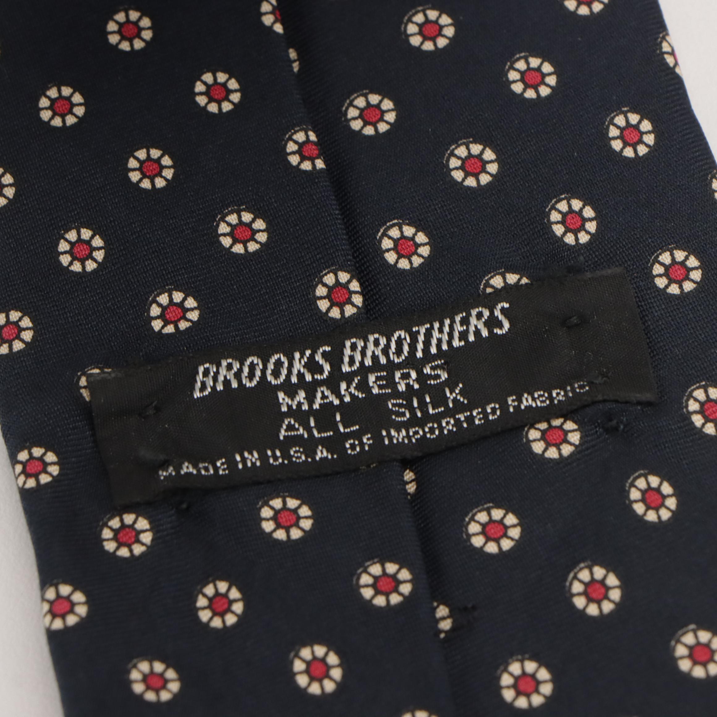 Vintage Patterned Silk and Wool Neckties Featuring Brooks Brothers