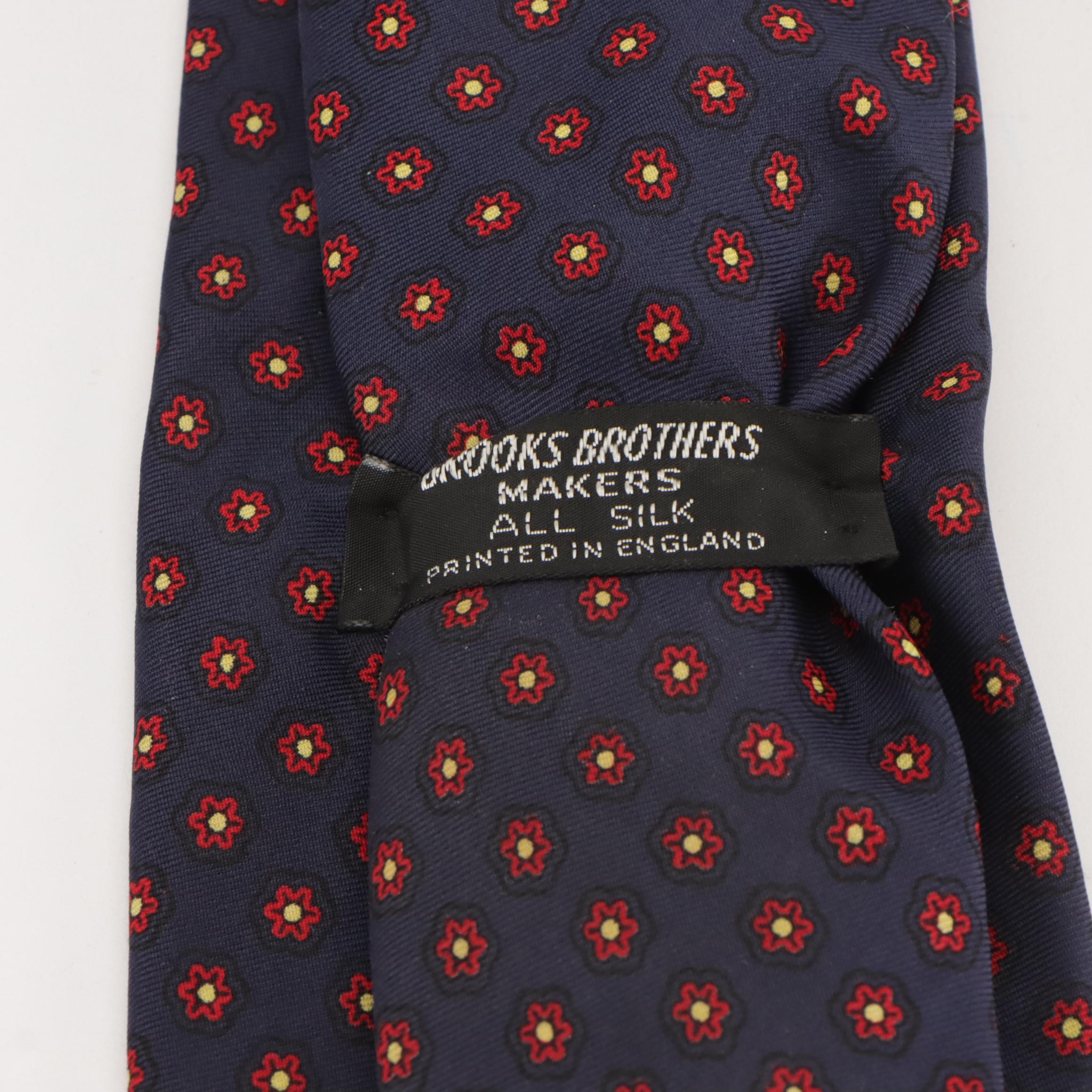 Vintage Patterned Silk and Wool Neckties Featuring Brooks Brothers