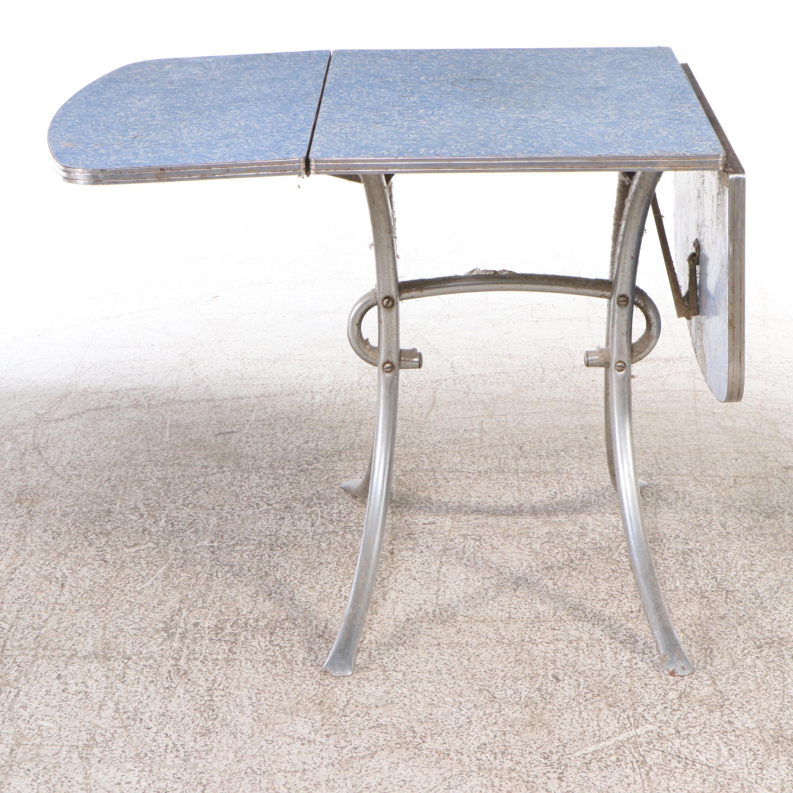 Mid Century Aluminum and Laminate Drop Leaf Table
