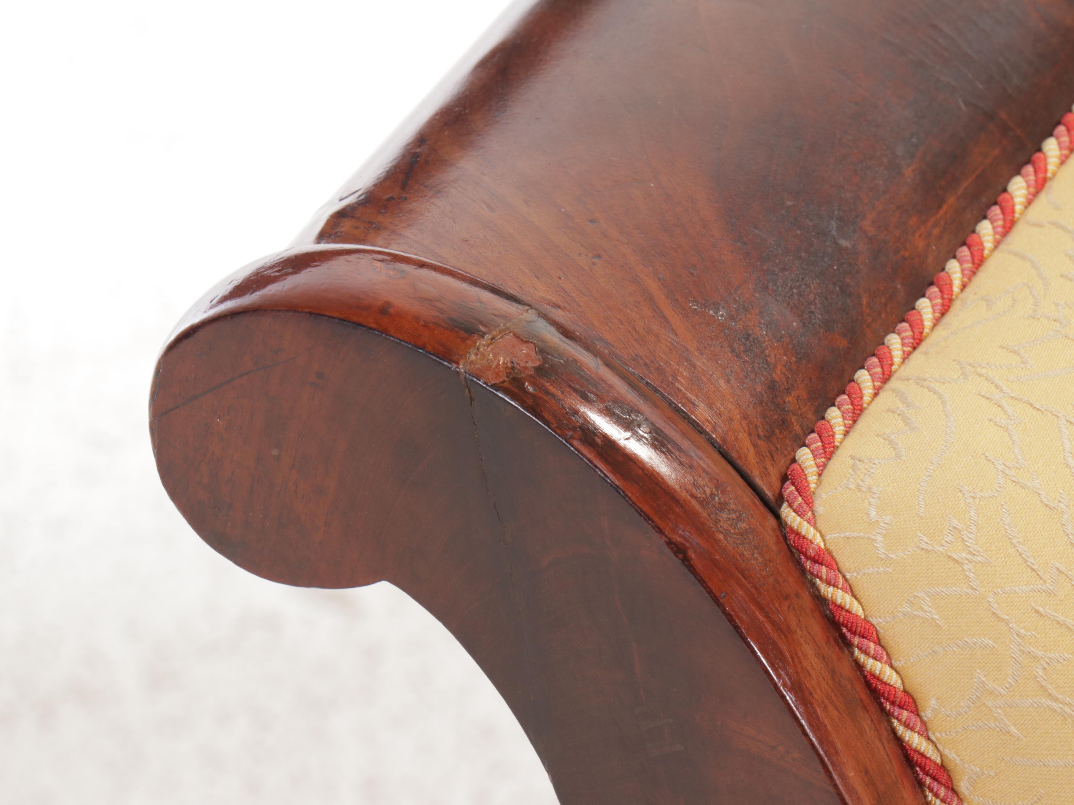 Victorian Style Mahogany Upholstered Sofa