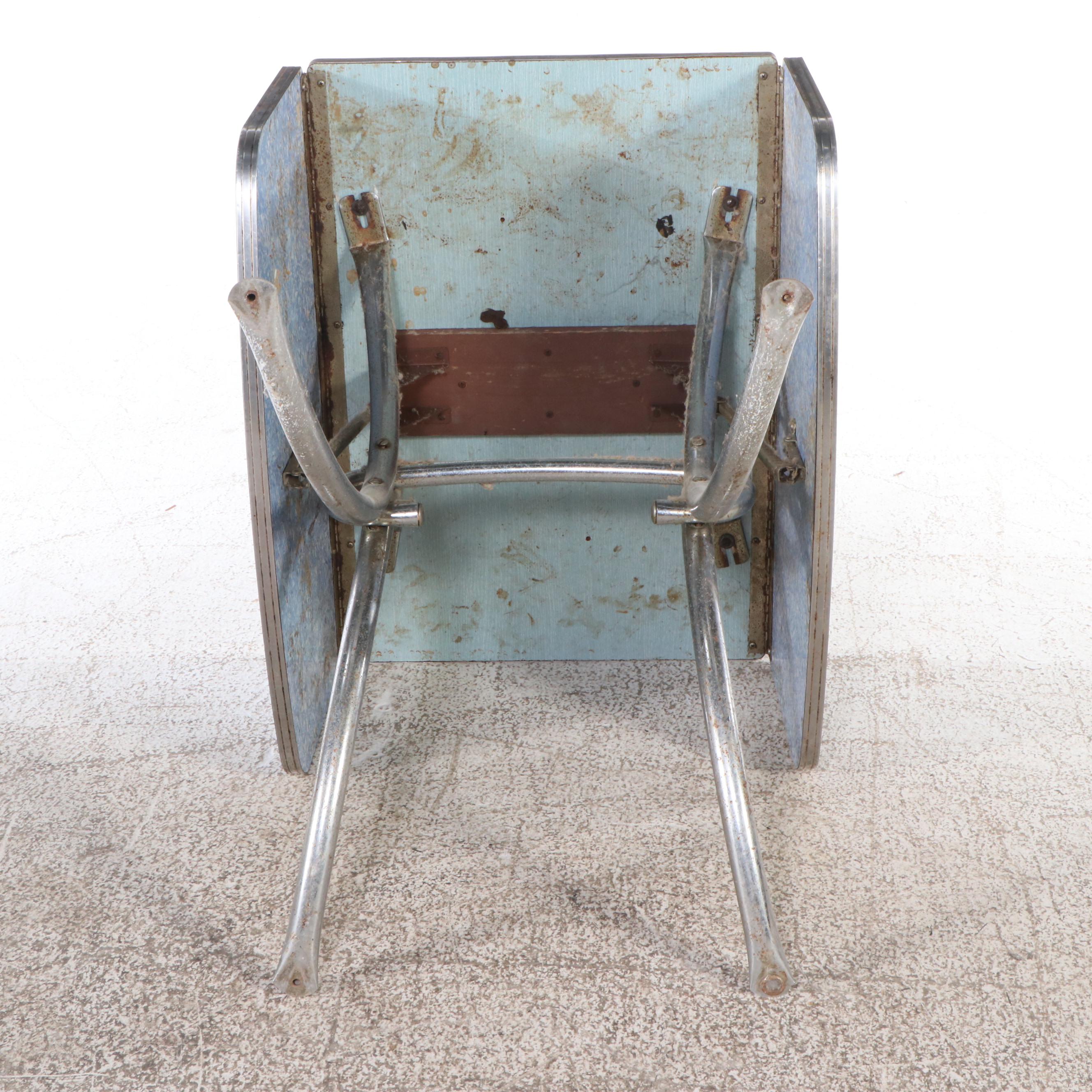 Mid Century Aluminum and Laminate Drop Leaf Table