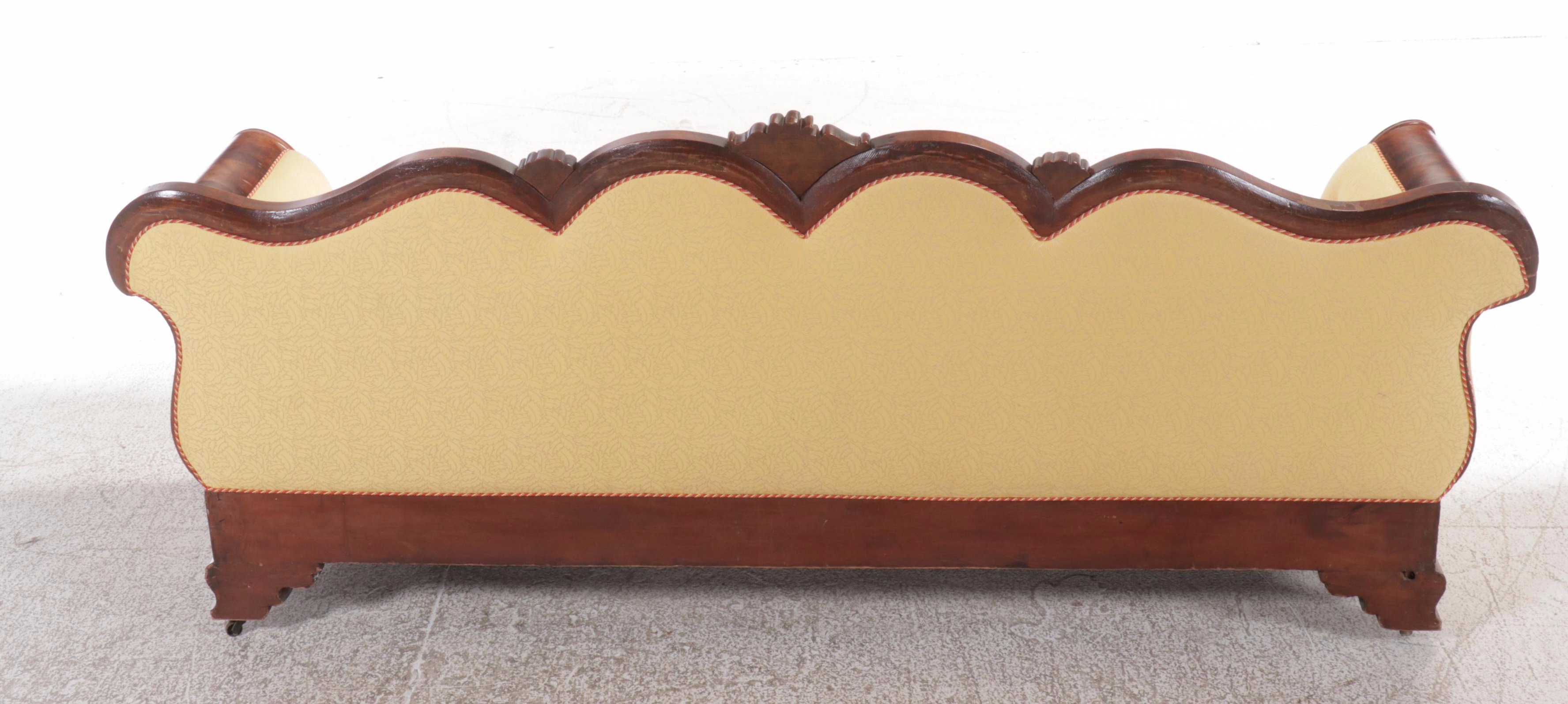 Victorian Style Mahogany Upholstered Sofa
