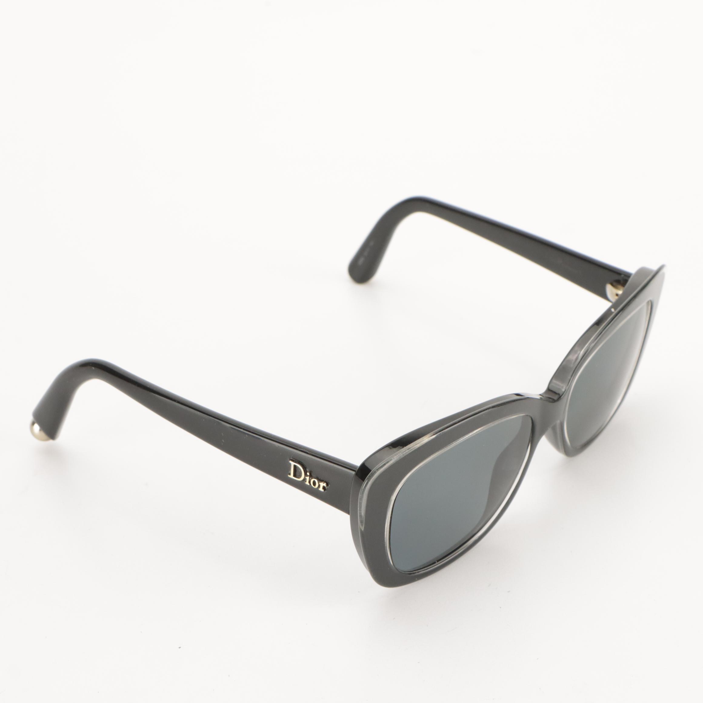Christian Dior Promesse Prescription & Polarized Black Crystal Cateye Sunglasses