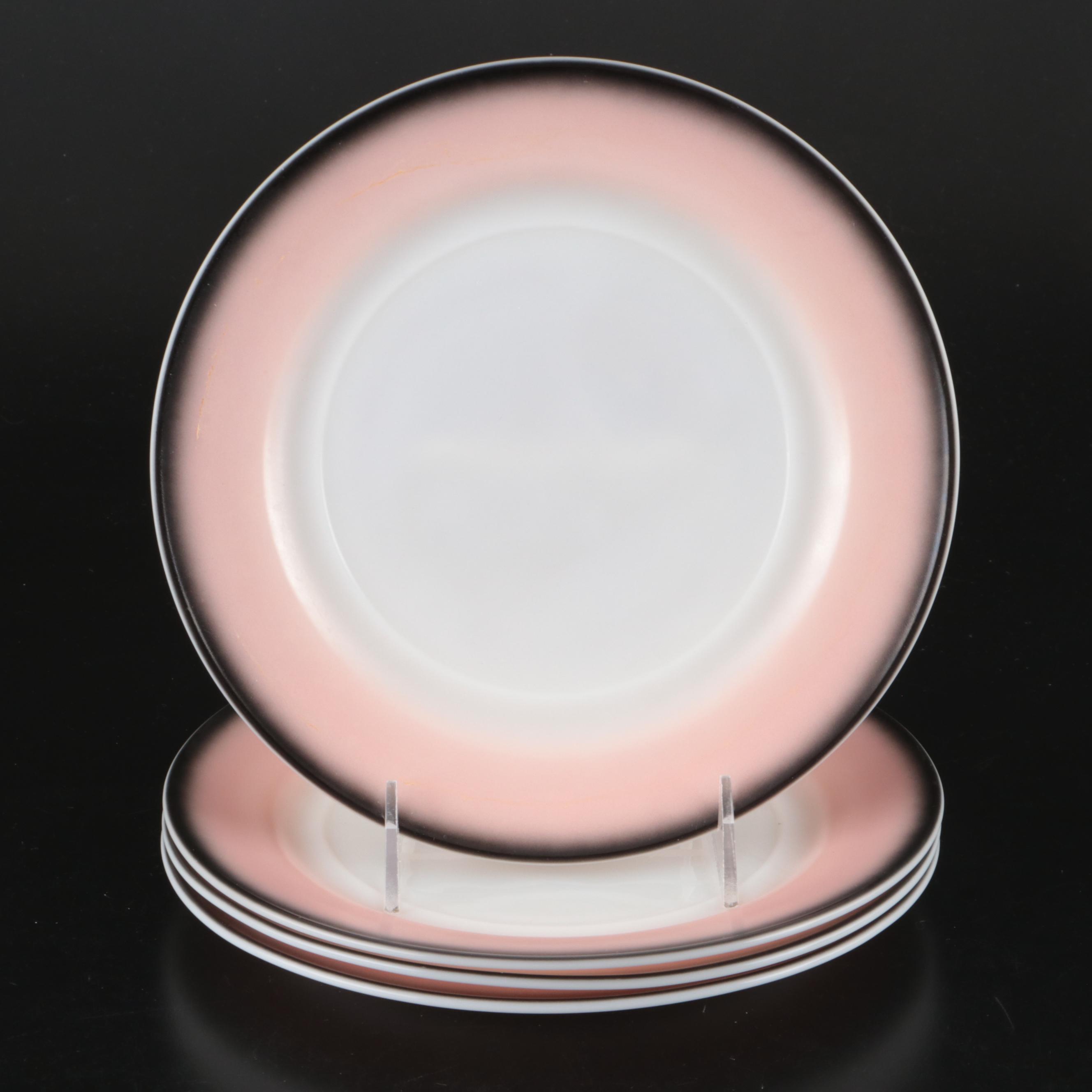 Hazel-Atlas "Informal" Mid Century Modern Pink and Charcoal Glass Teaware