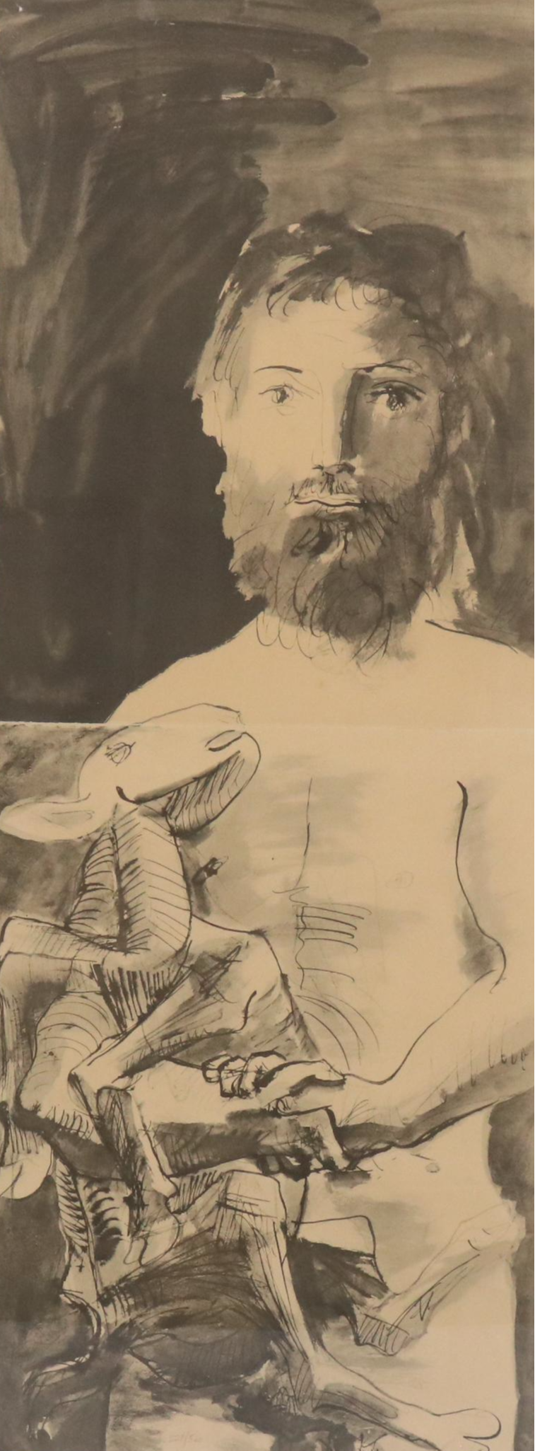 After Pablo Picasso Lithograph "Study of a Man with Goat," Circa 1967