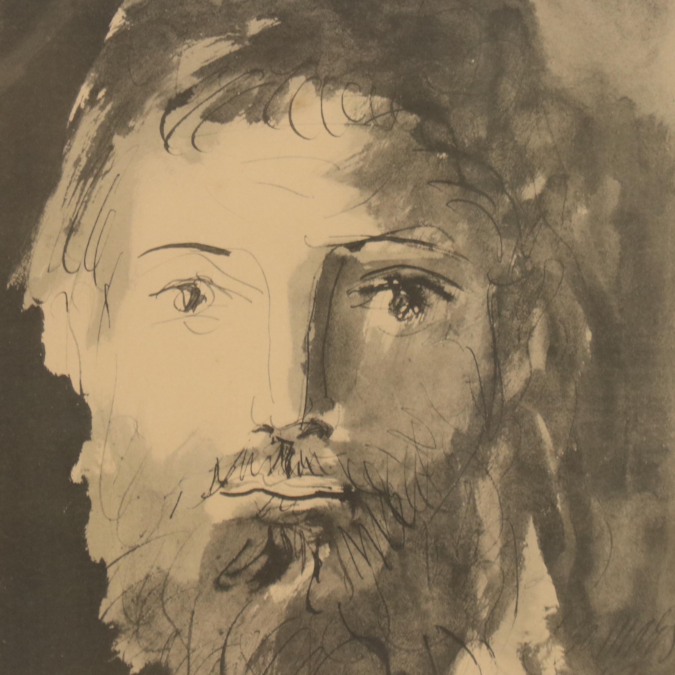 After Pablo Picasso Lithograph "Study of a Man with Goat," Circa 1967