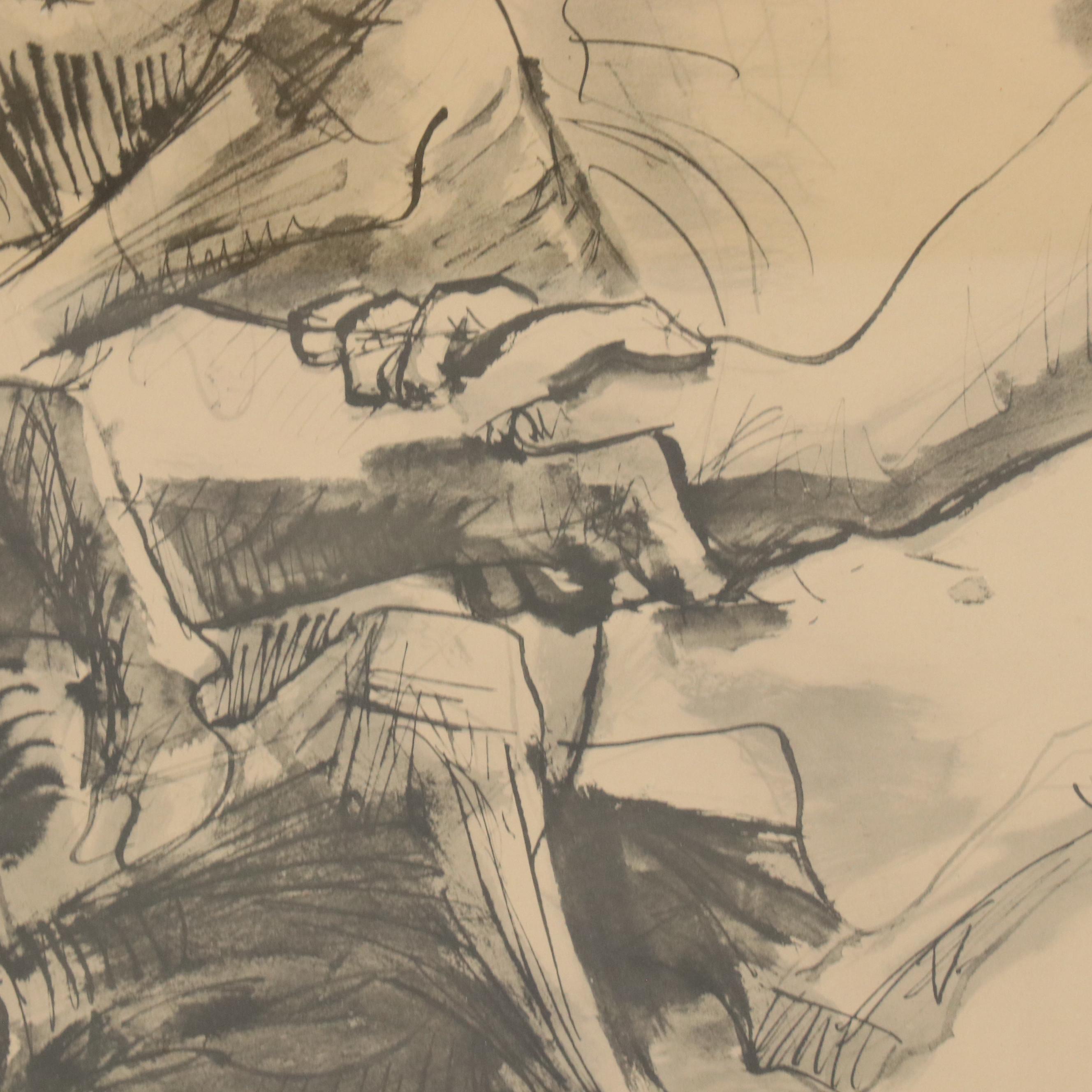 After Pablo Picasso Lithograph "Study of a Man with Goat," Circa 1967