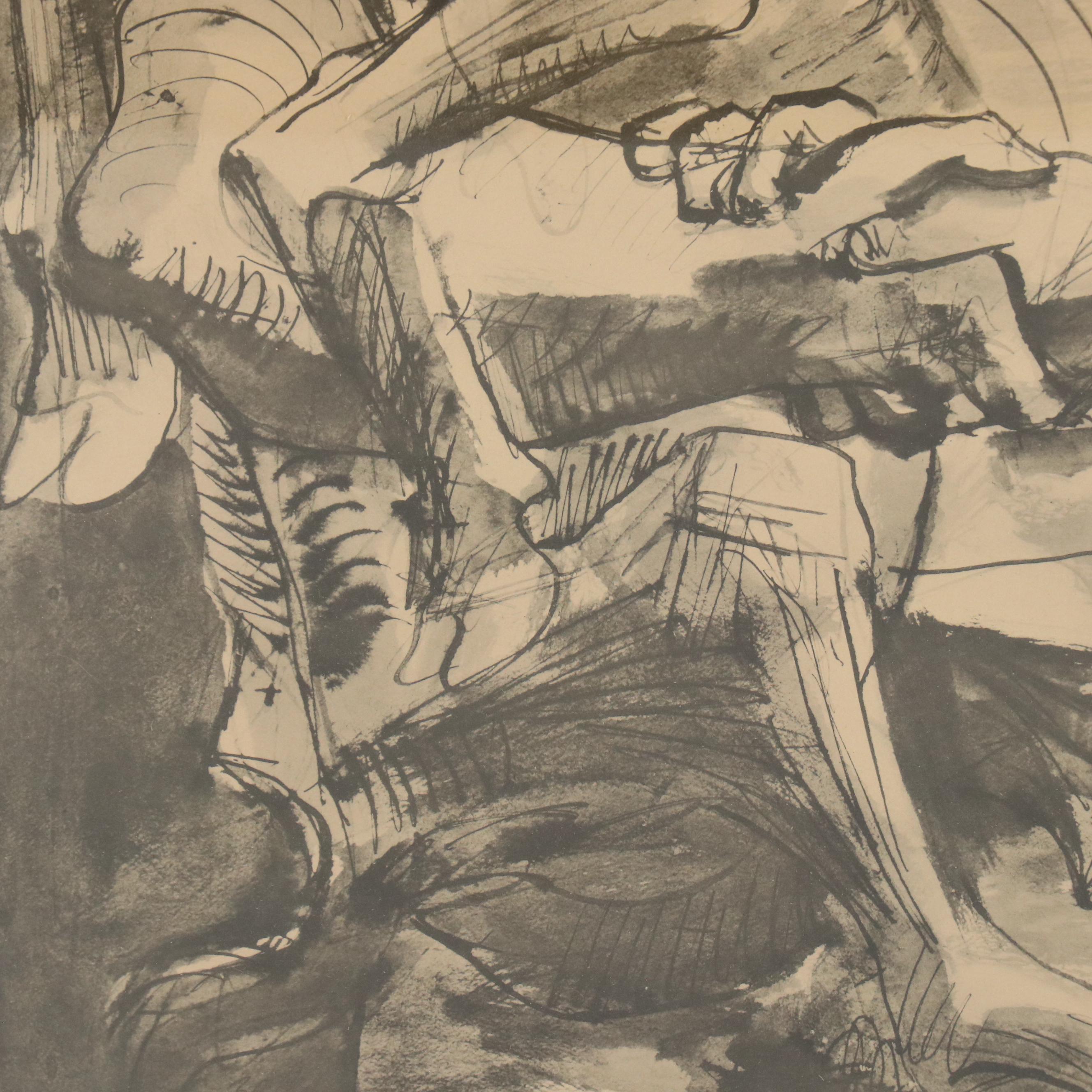 After Pablo Picasso Lithograph "Study of a Man with Goat," Circa 1967