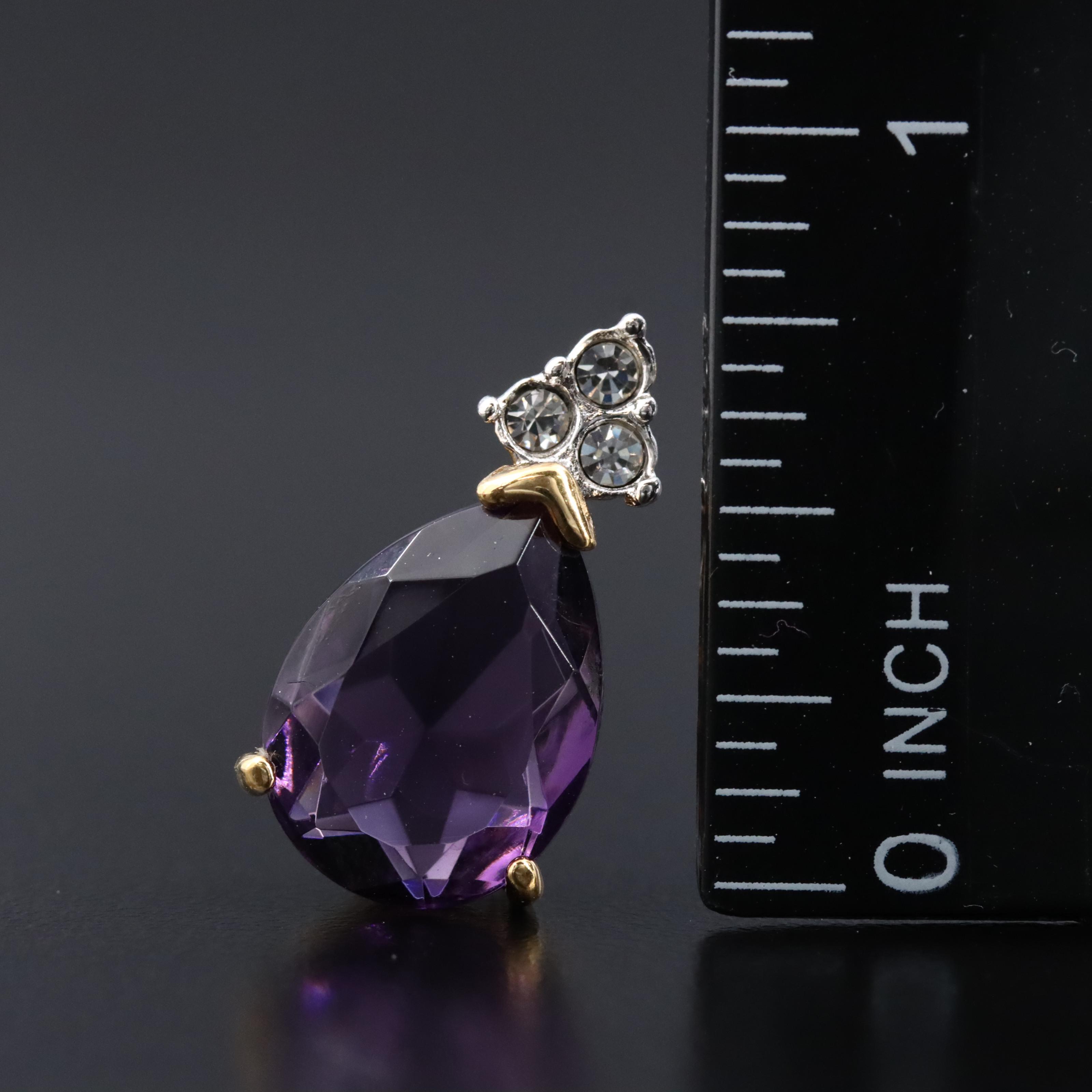 14K Amethyst and Diamond Earrings and Gold-Filled Faux Gemstone Pendant