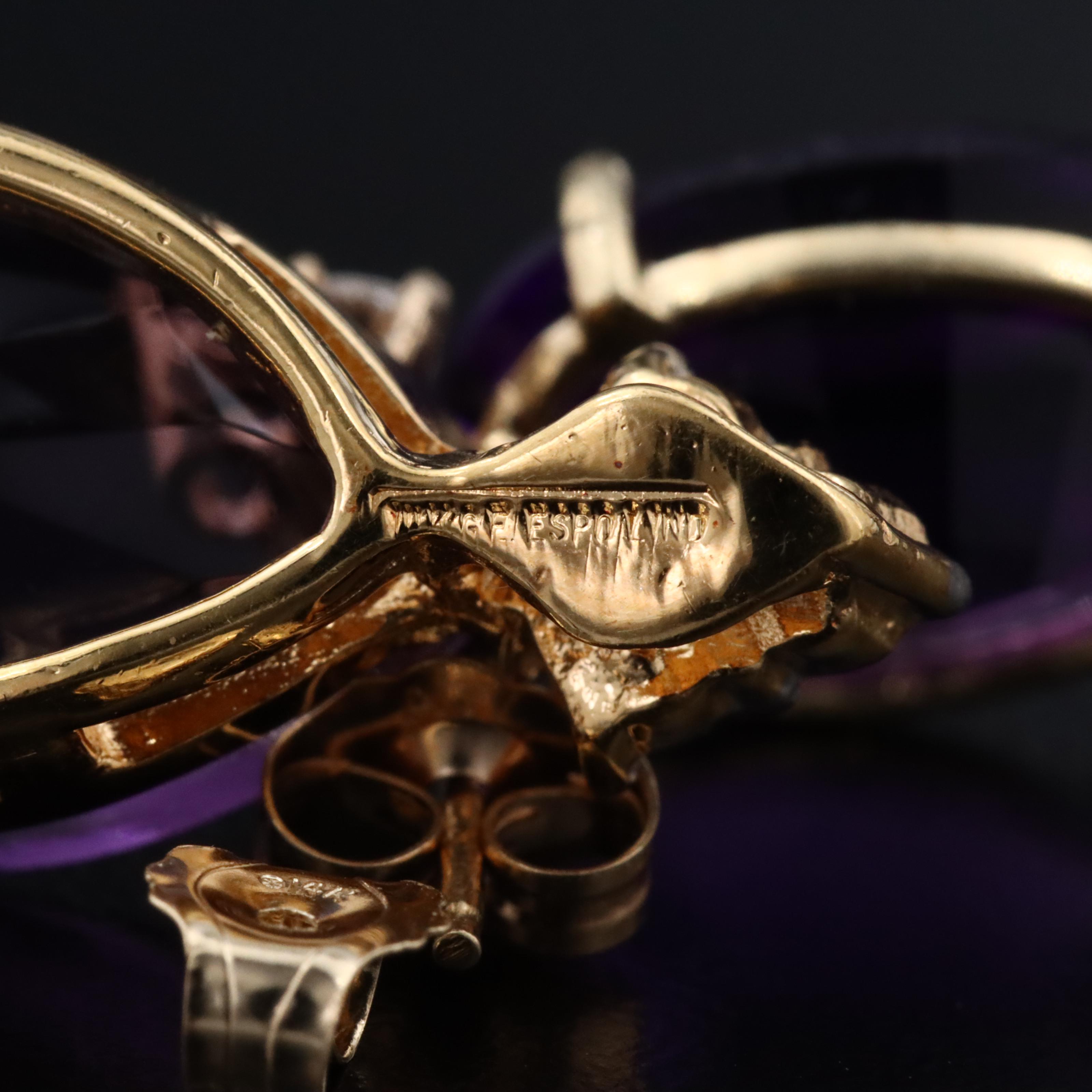 14K Amethyst and Diamond Earrings and Gold-Filled Faux Gemstone Pendant