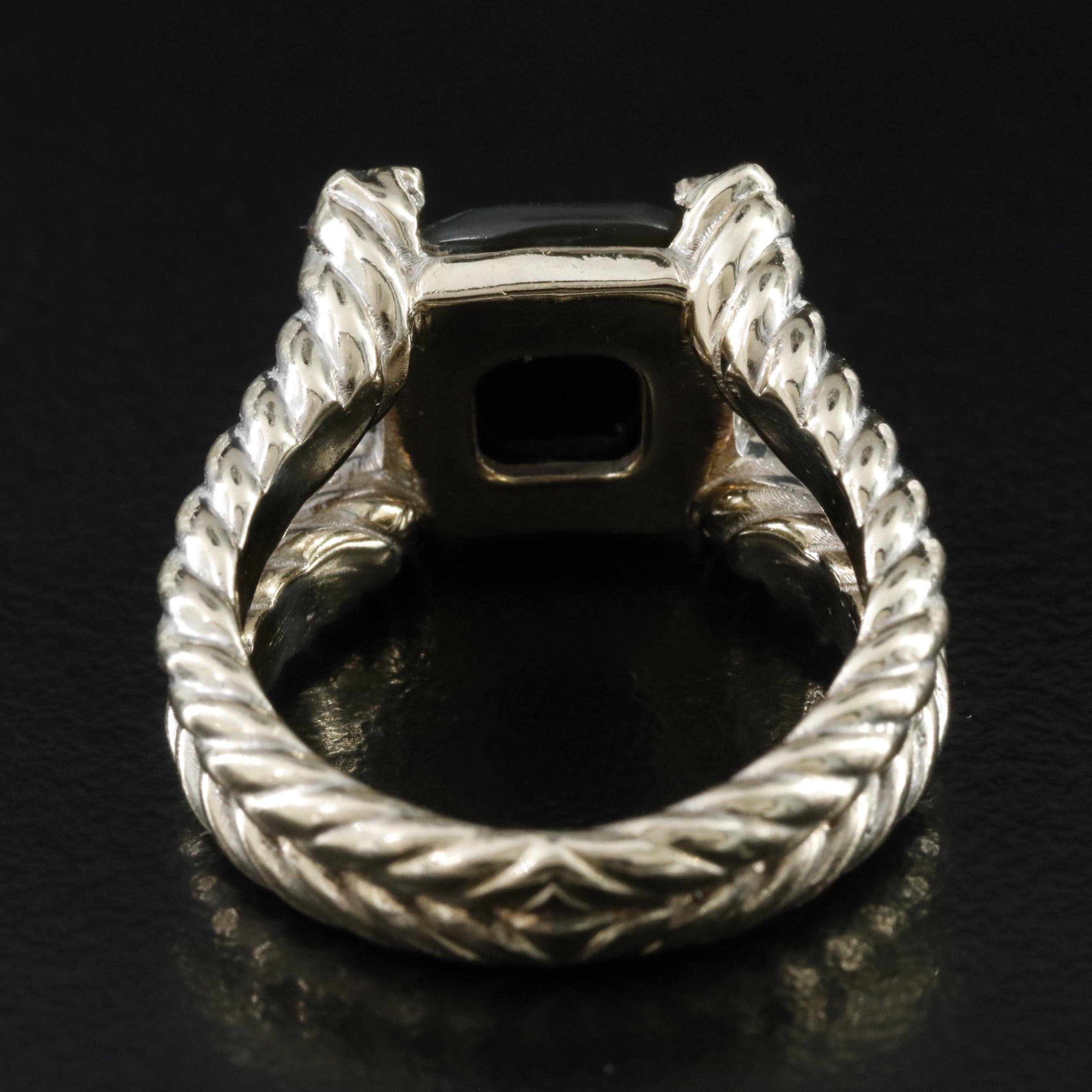 David Yurman 18K Black Onyx and Diamond Ring